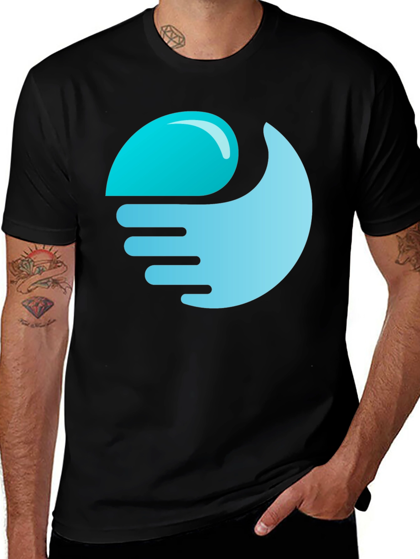 Variant 25 of Black T-Shirt with Abstract Wave Graphic