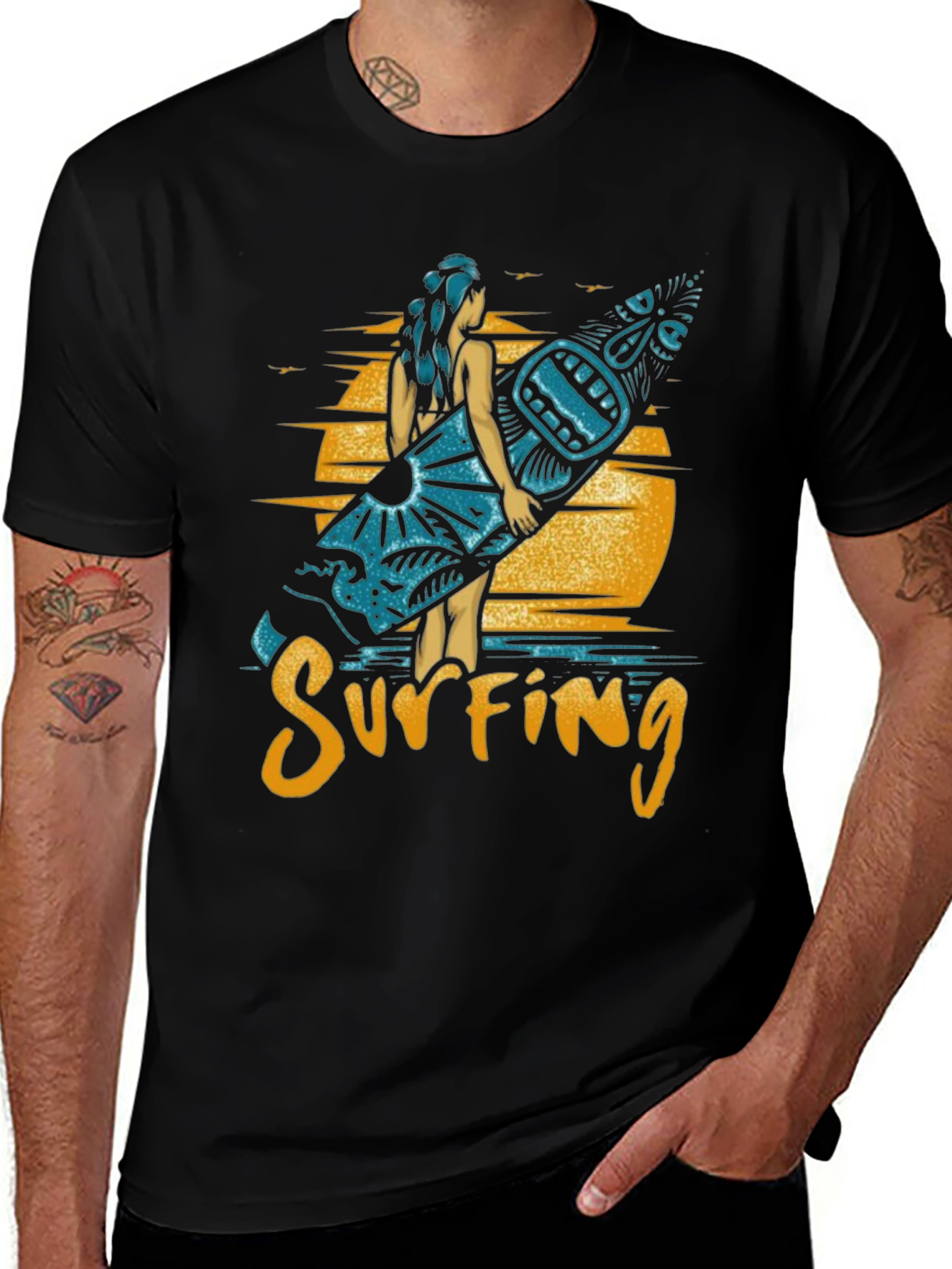 Variant 23 of Surfing Graphic Tee - Island Vibes