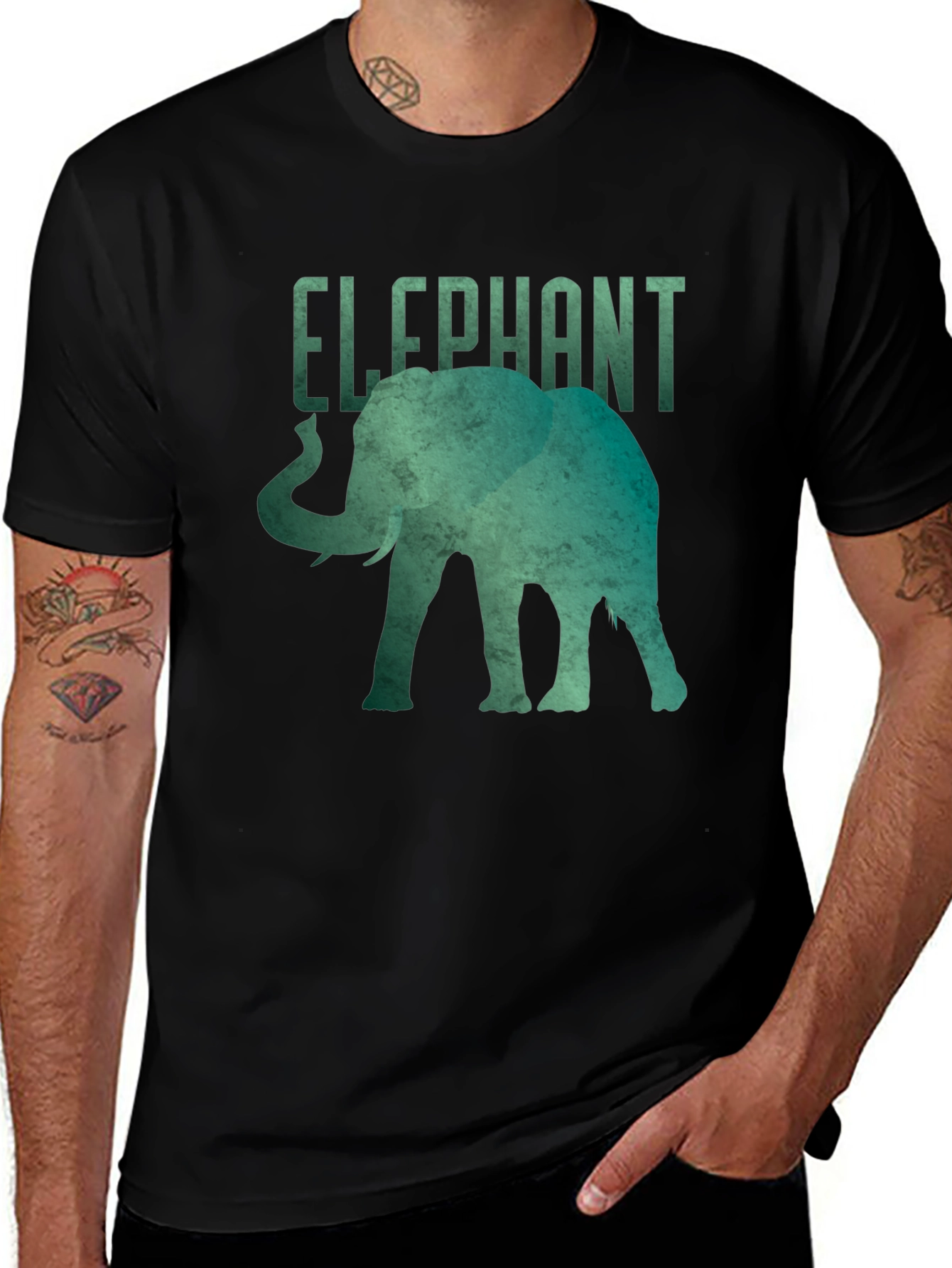 Variant 10 of Elephant Graphic Tee - Black Short Sleeve Shirt