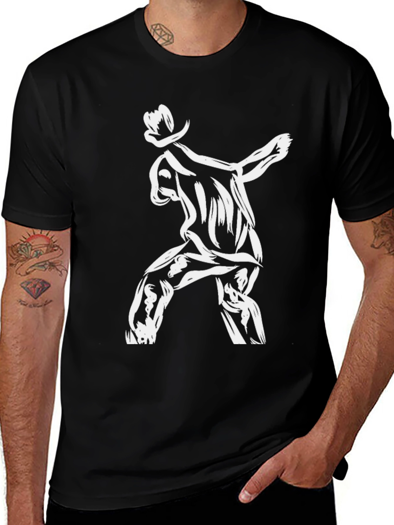 Variant 22 of Cool Black T-Shirt with Graphic Dancer Design