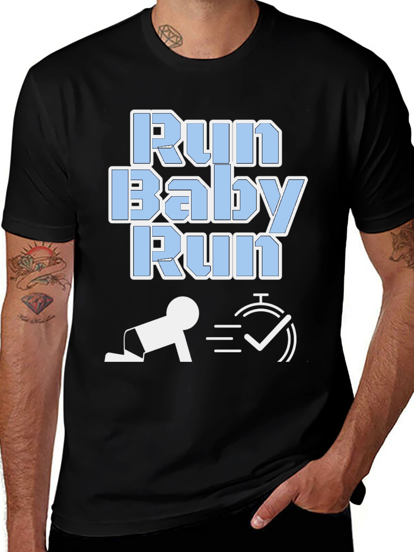 Run Baby Run Funny Graphic T-Shirt