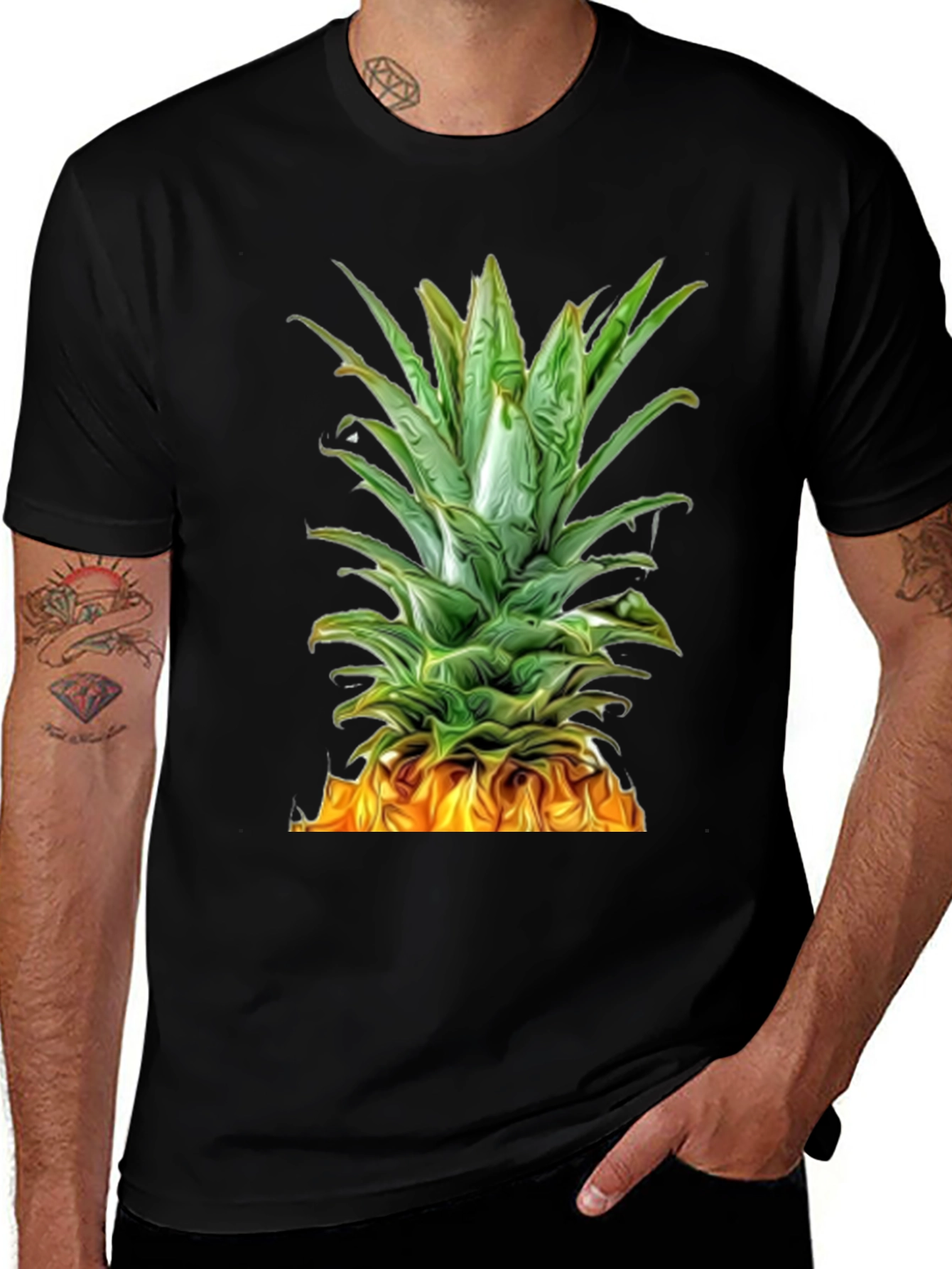 Black Pineapple Graphic Tee - Tropical Summer Style main image