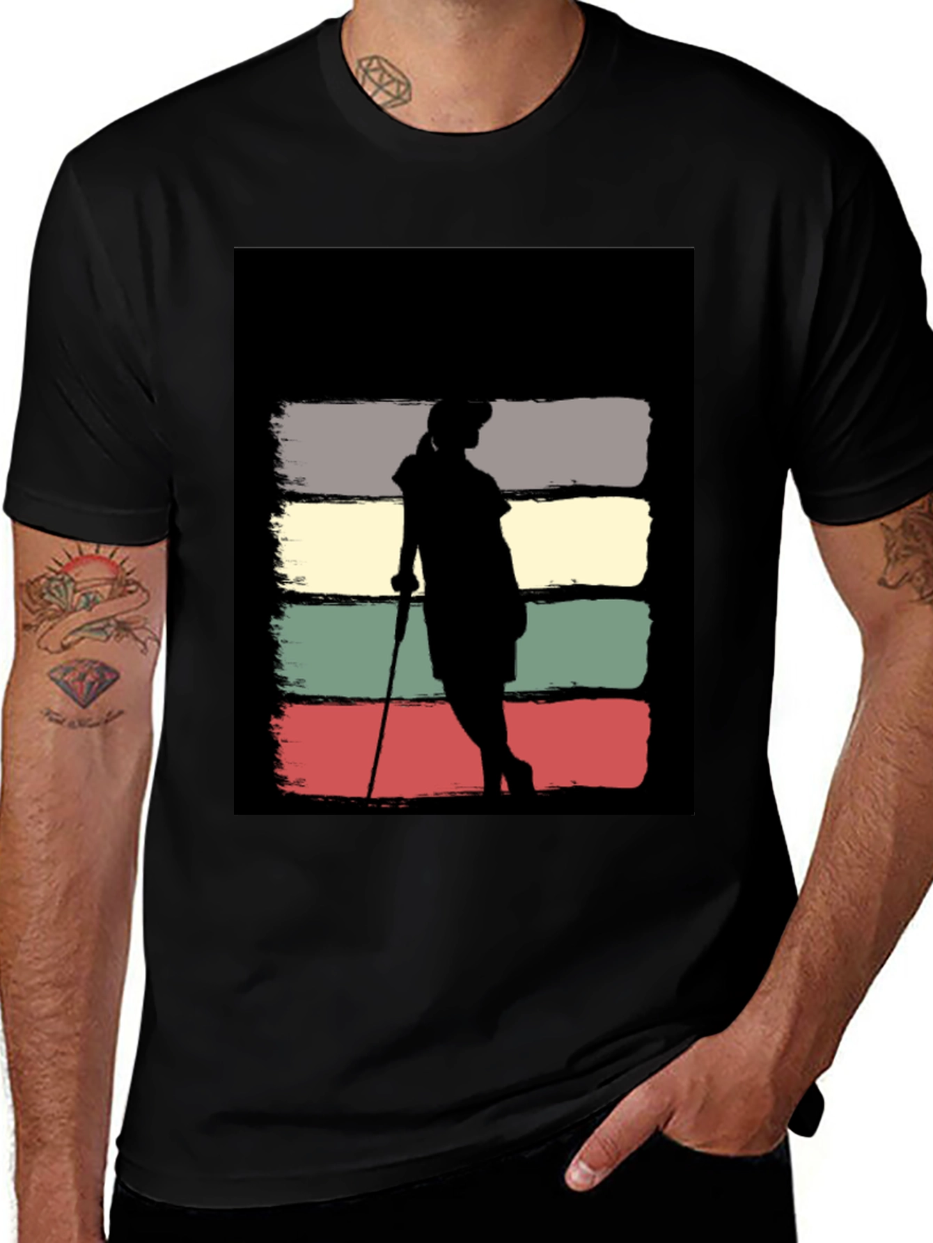 Black Vintage Retro Golfer T-Shirt main image