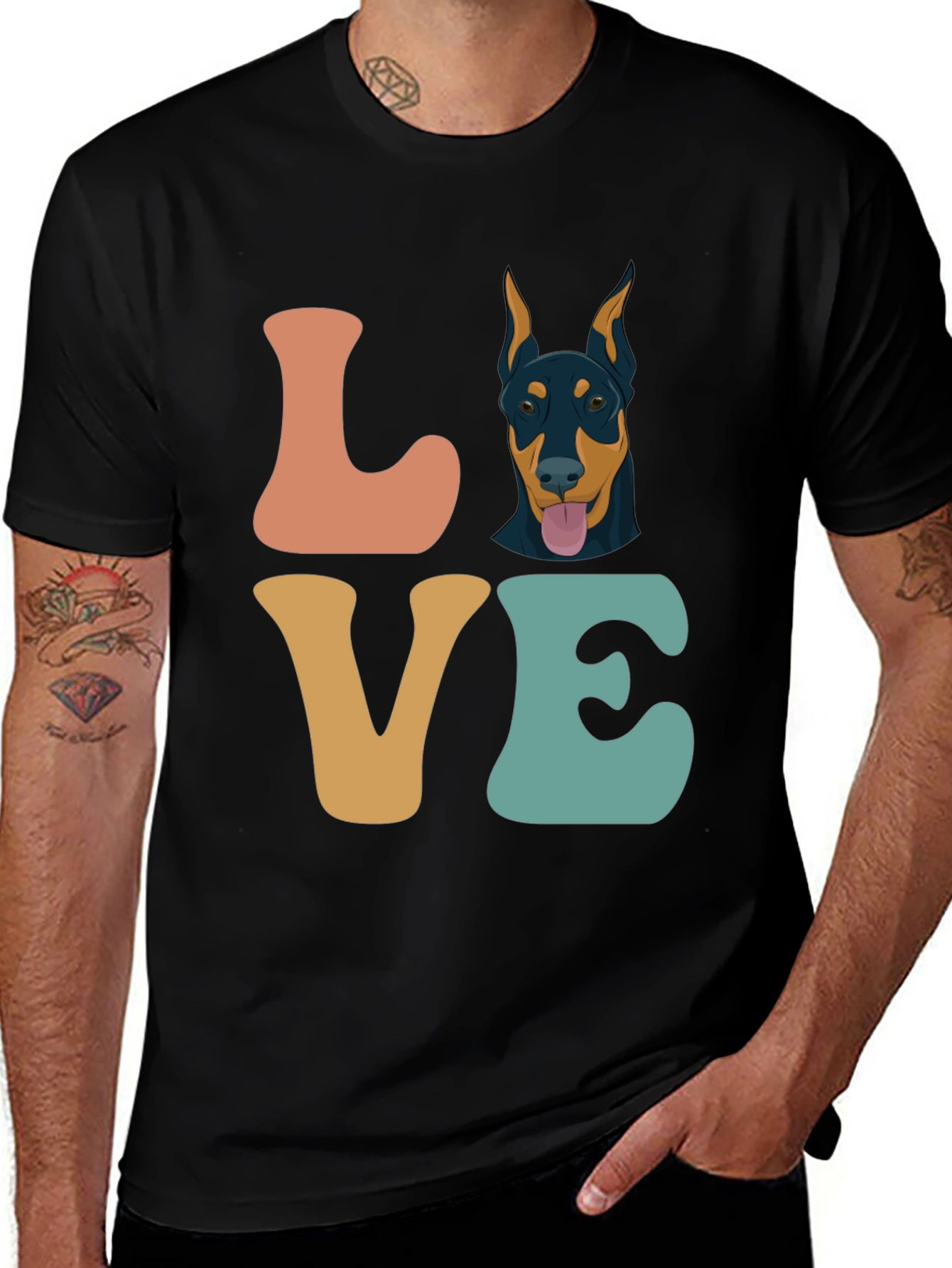 Doberman 'Love' Graphic Tee - Soft Cotton Blend