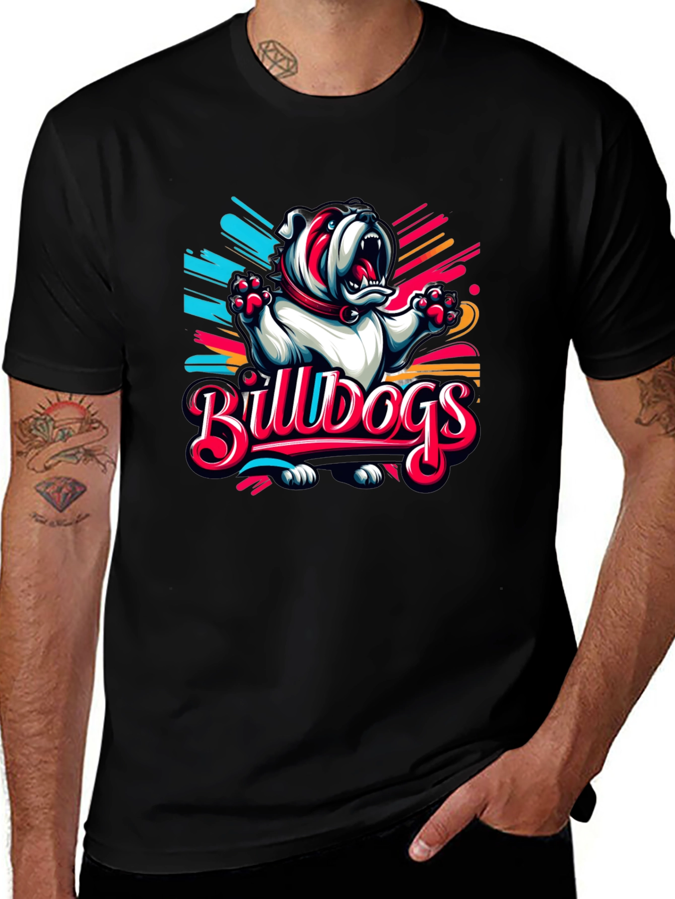 Bulldogs Graphic Print Black T-Shirt
