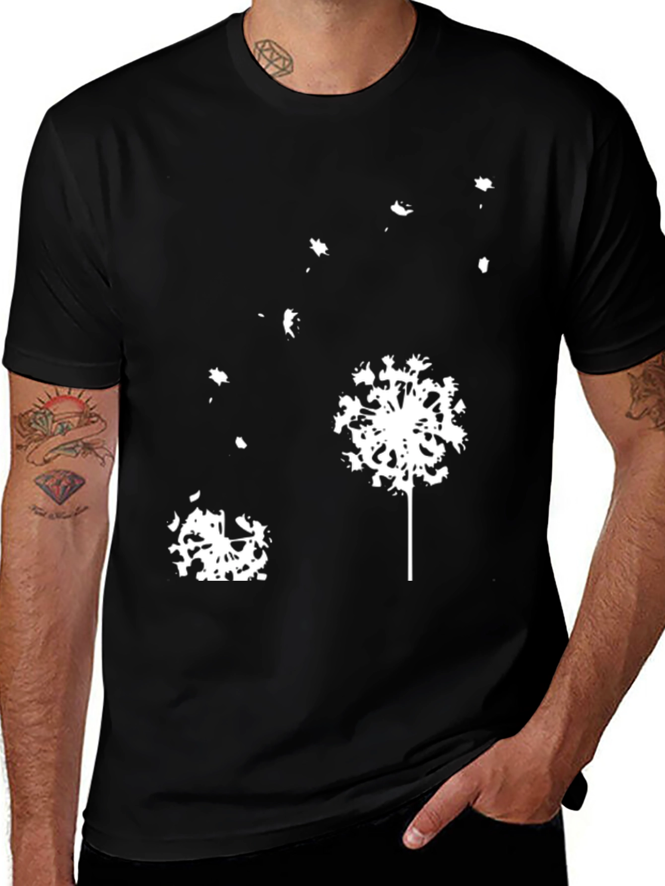 Variant 7 of Dandelion Graphic Print Crew Neck T-Shirt