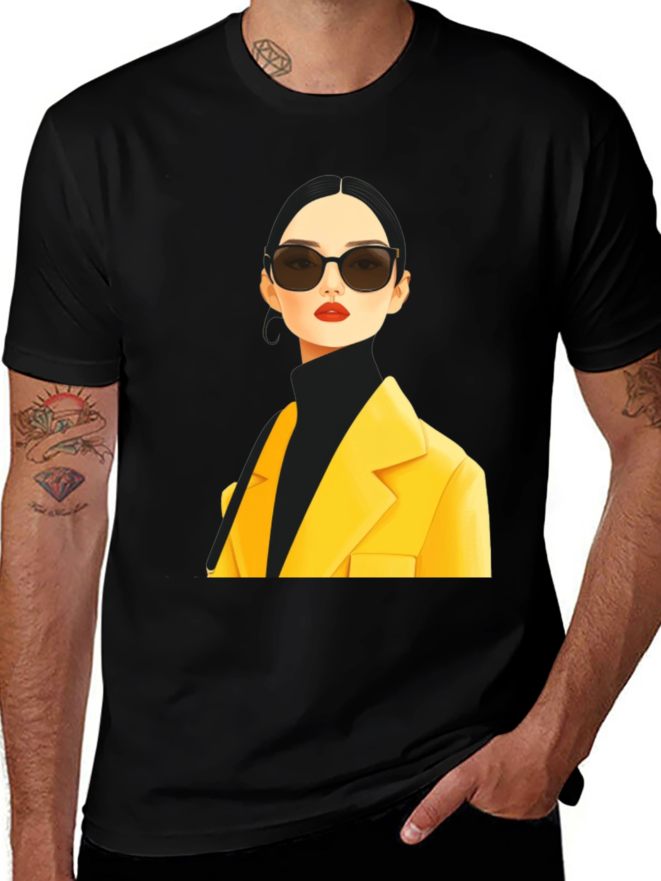 Variant 27 of Stylish Woman Graphic Print Black T-Shirt