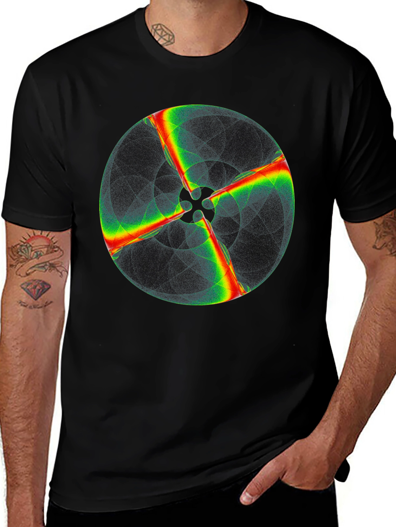 Variant 20 of Abstract Circle Graphic Black T-Shirt