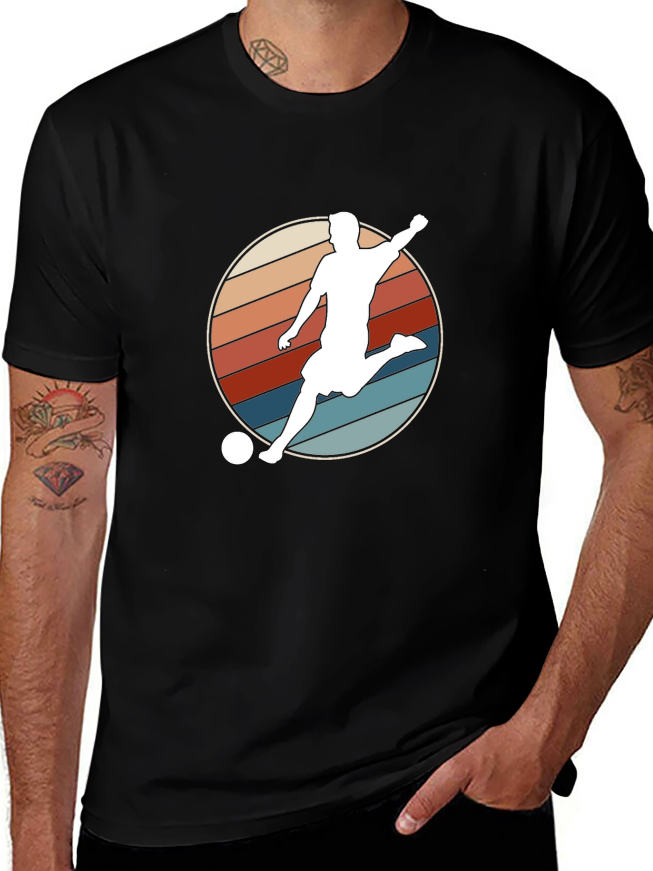 Variant 15 of Retro Soccer Player Graphic Tee - Black
