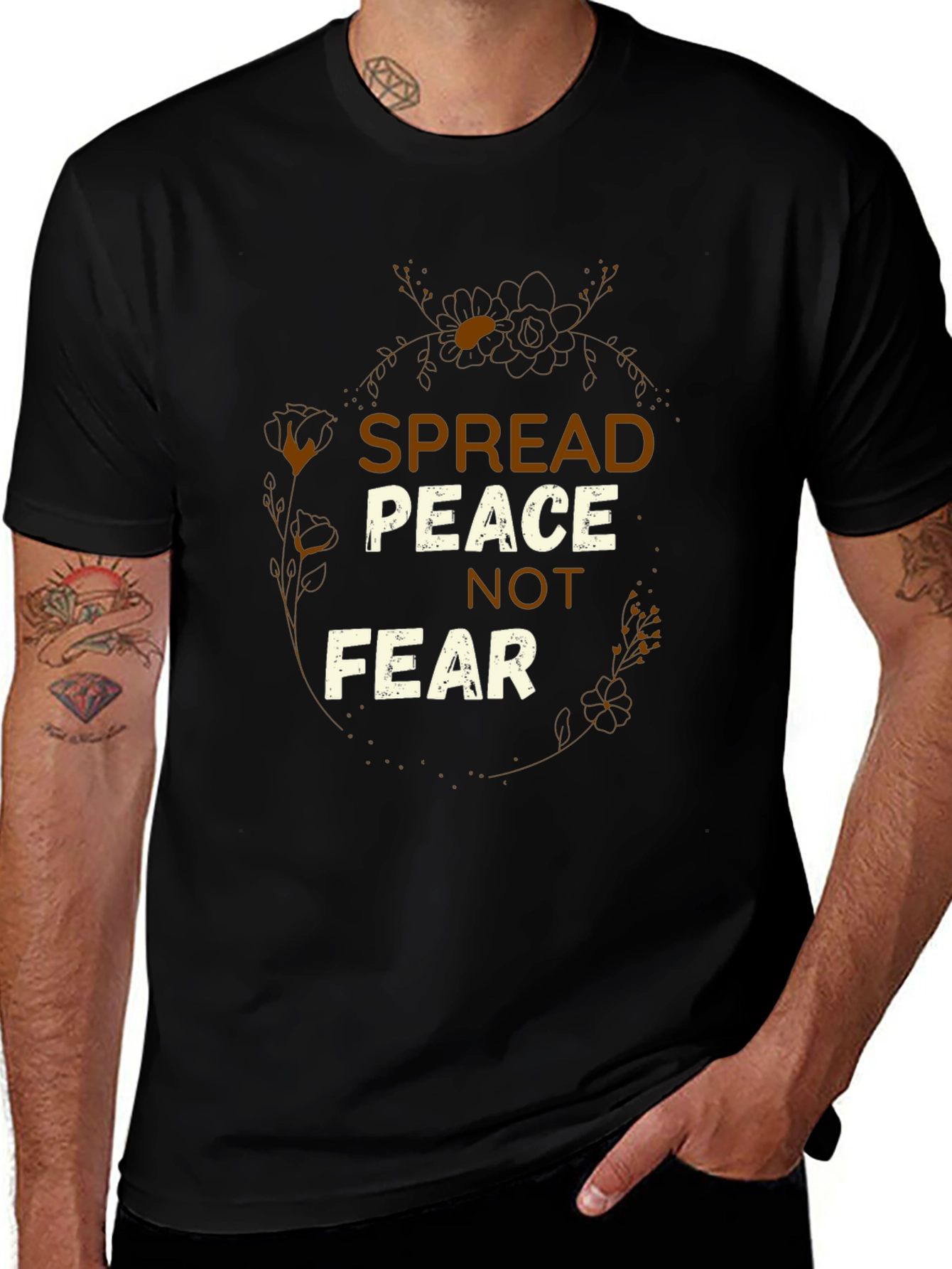 Variant 25 of Spread Peace Graphic Tee - Black Short Sleeve