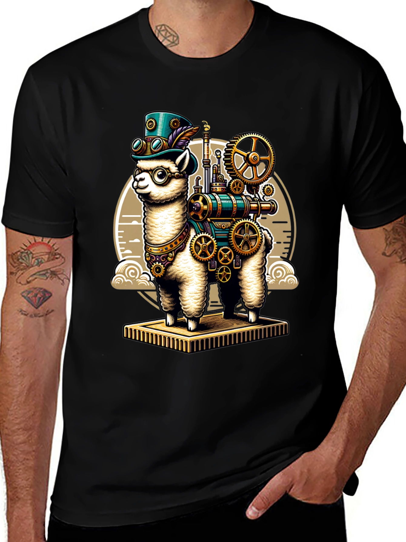 Variant 27 of Steampunk Llama T-Shirt: Gear Up Your Style!