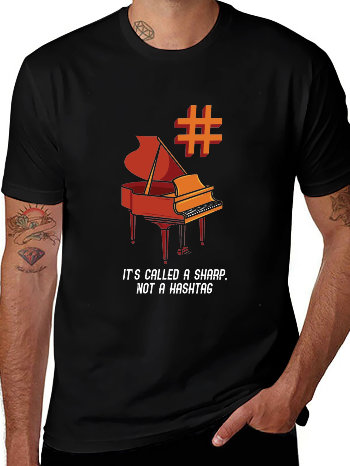 Variant 19 of Piano Sharp Note Pun Graphic T-Shirt