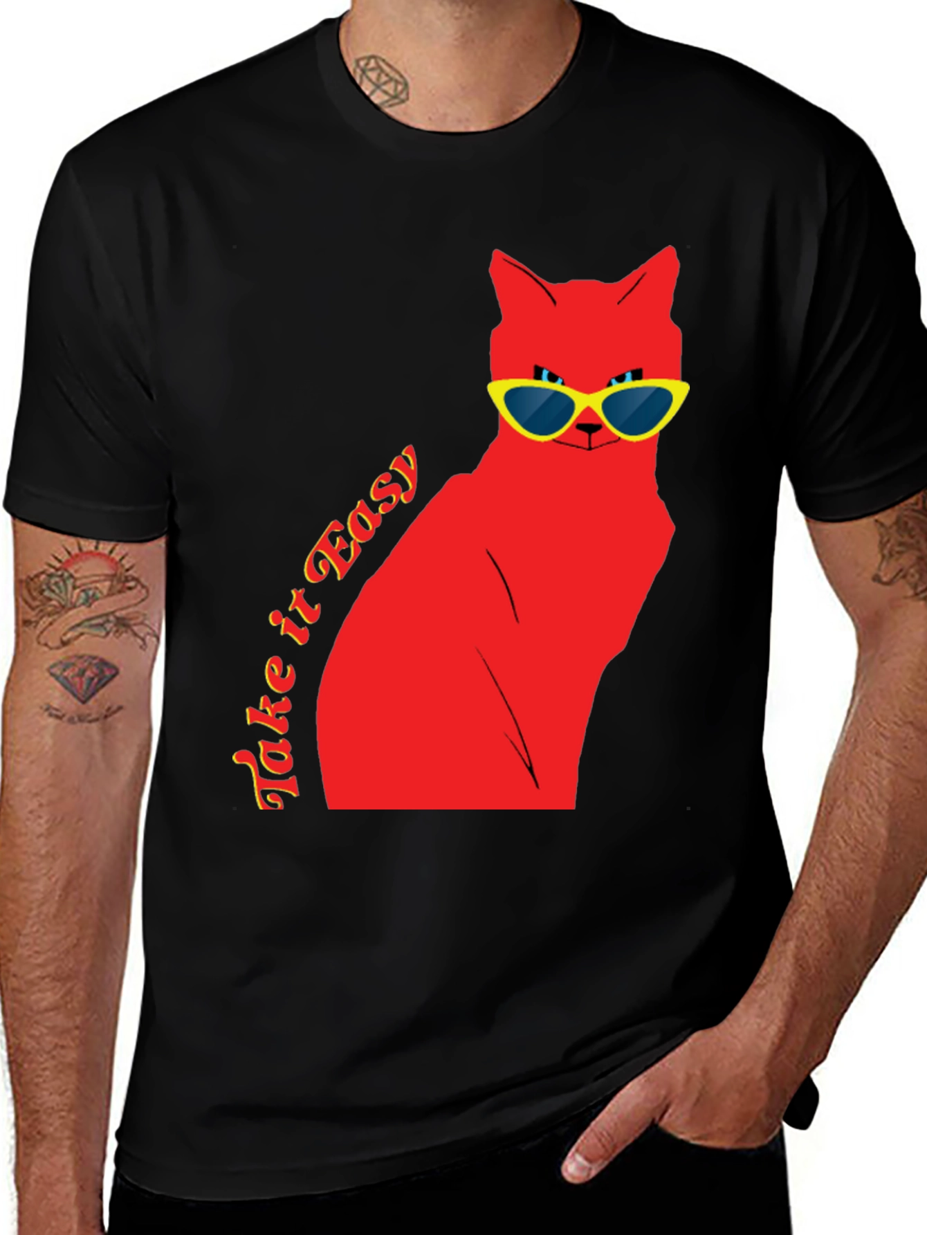 Variant 27 of Cool Cat Tee: Take It Easy Style!