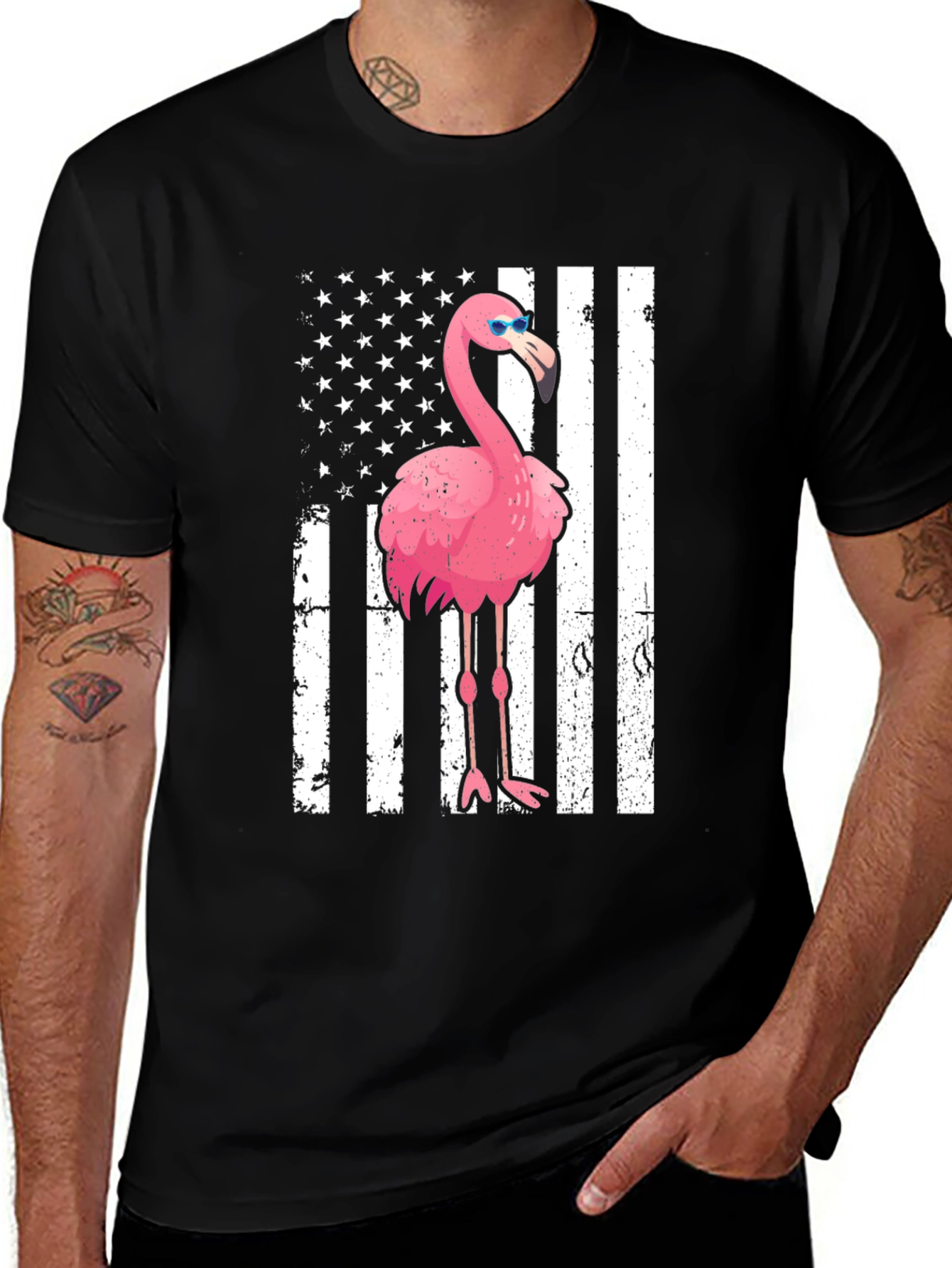Variant 4 of Flamingo USA Flag Graphic Tee