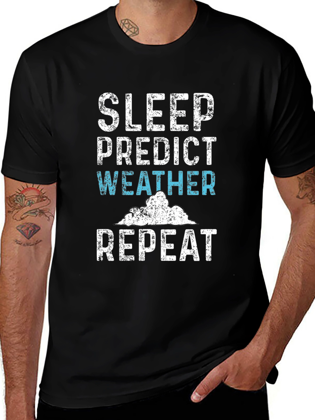 Variant 24 of Sleep Predict Weather Repeat Black T-Shirt