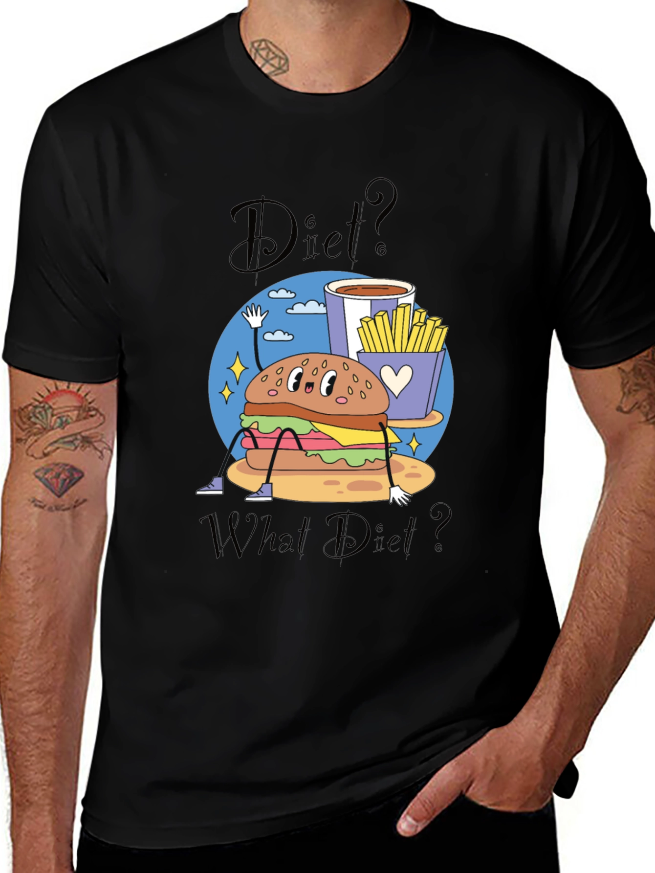 Variant 4 of Diet? What Diet? Funny Cartoon Burger T-Shirt