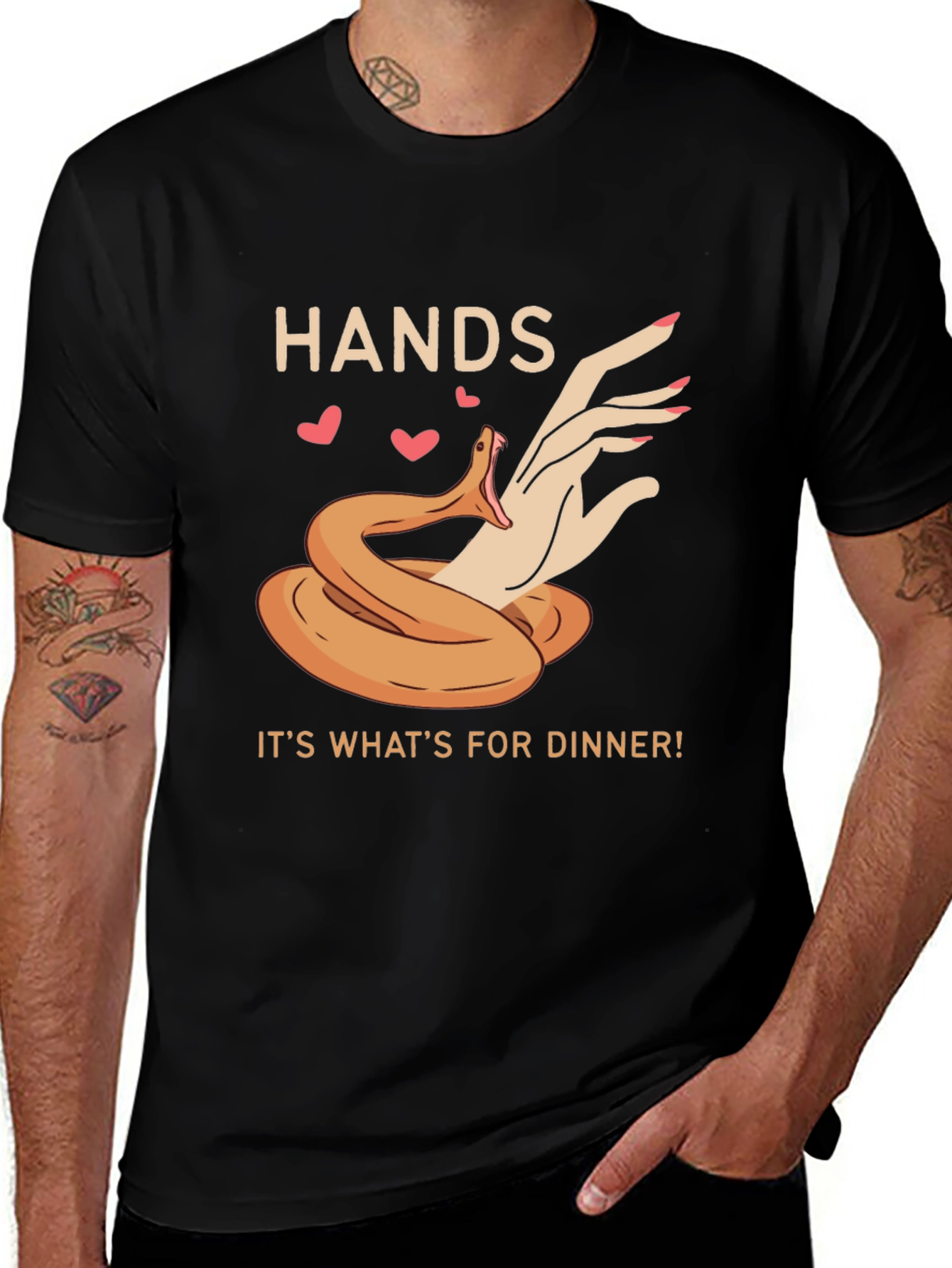 Variant 20 of Hands for Dinner T-Shirt - Snake Graphic Tee