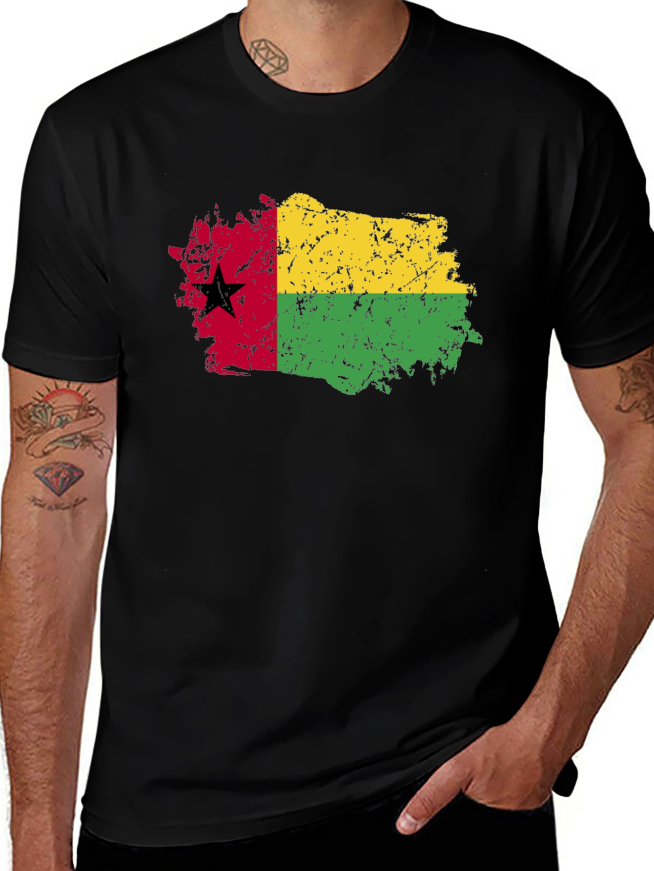 Guinea-Bissau Flag T-Shirt - Grunge Style