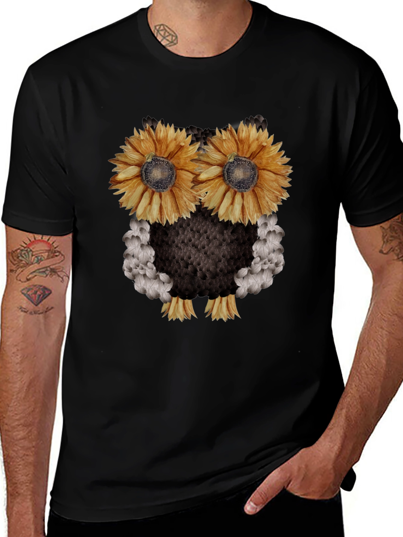 Variant 25 of Sunflower Owl Graphic Tee - Black