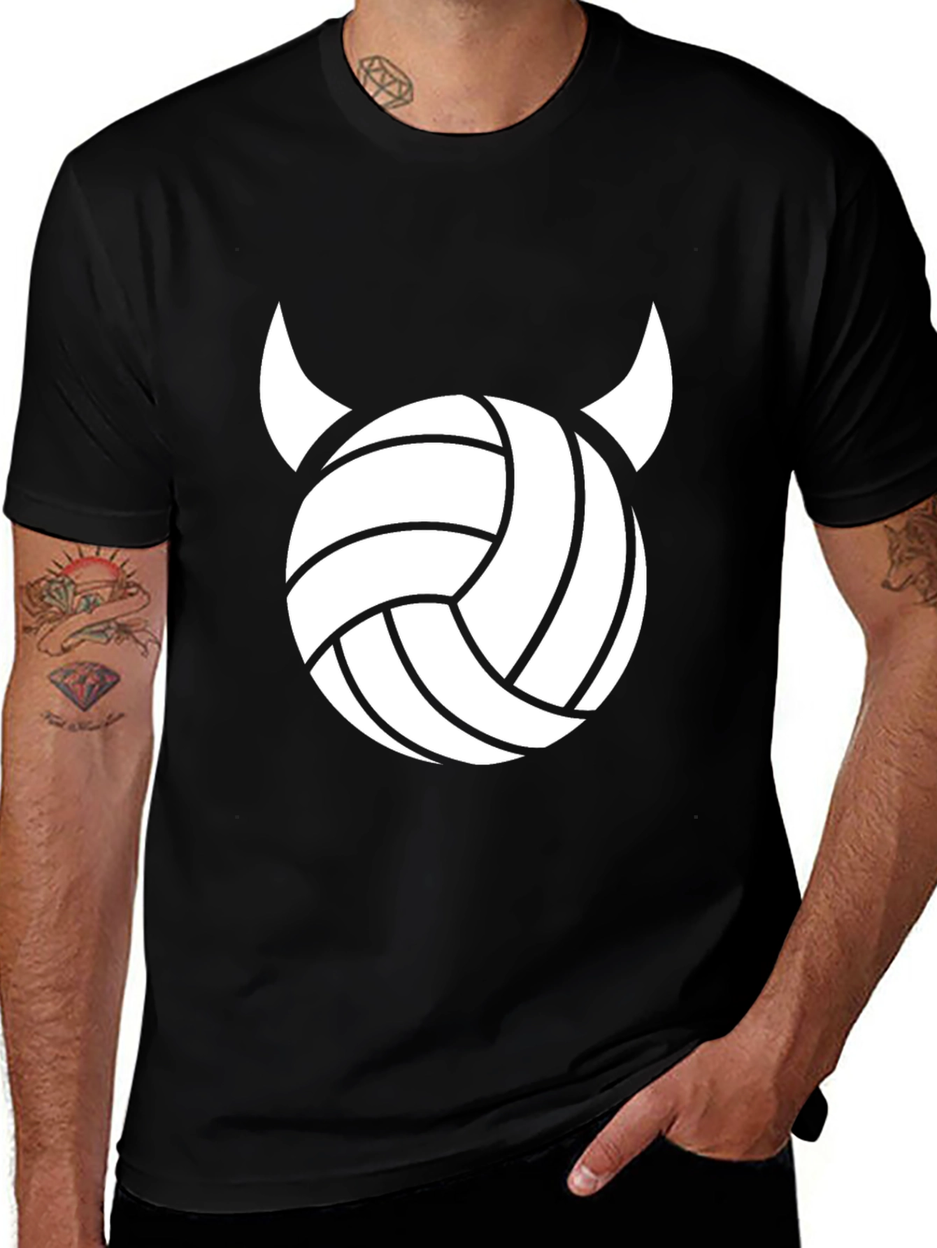 Variant 24 of Devil Volleyball Graphic Tee - Black Crewneck