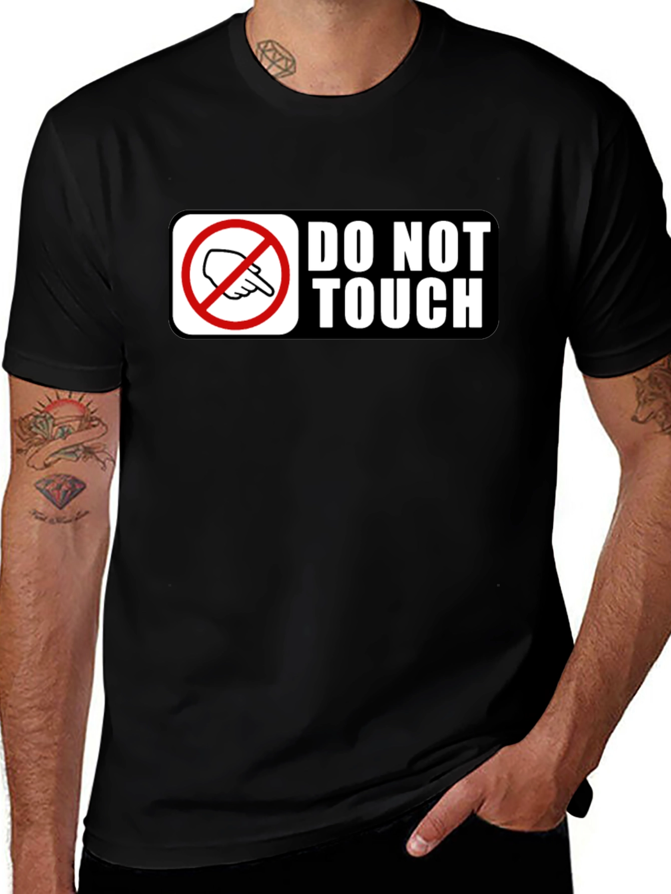 Variant 5 of Do Not Touch Graphic T-Shirt - Black Crew Neck Tee