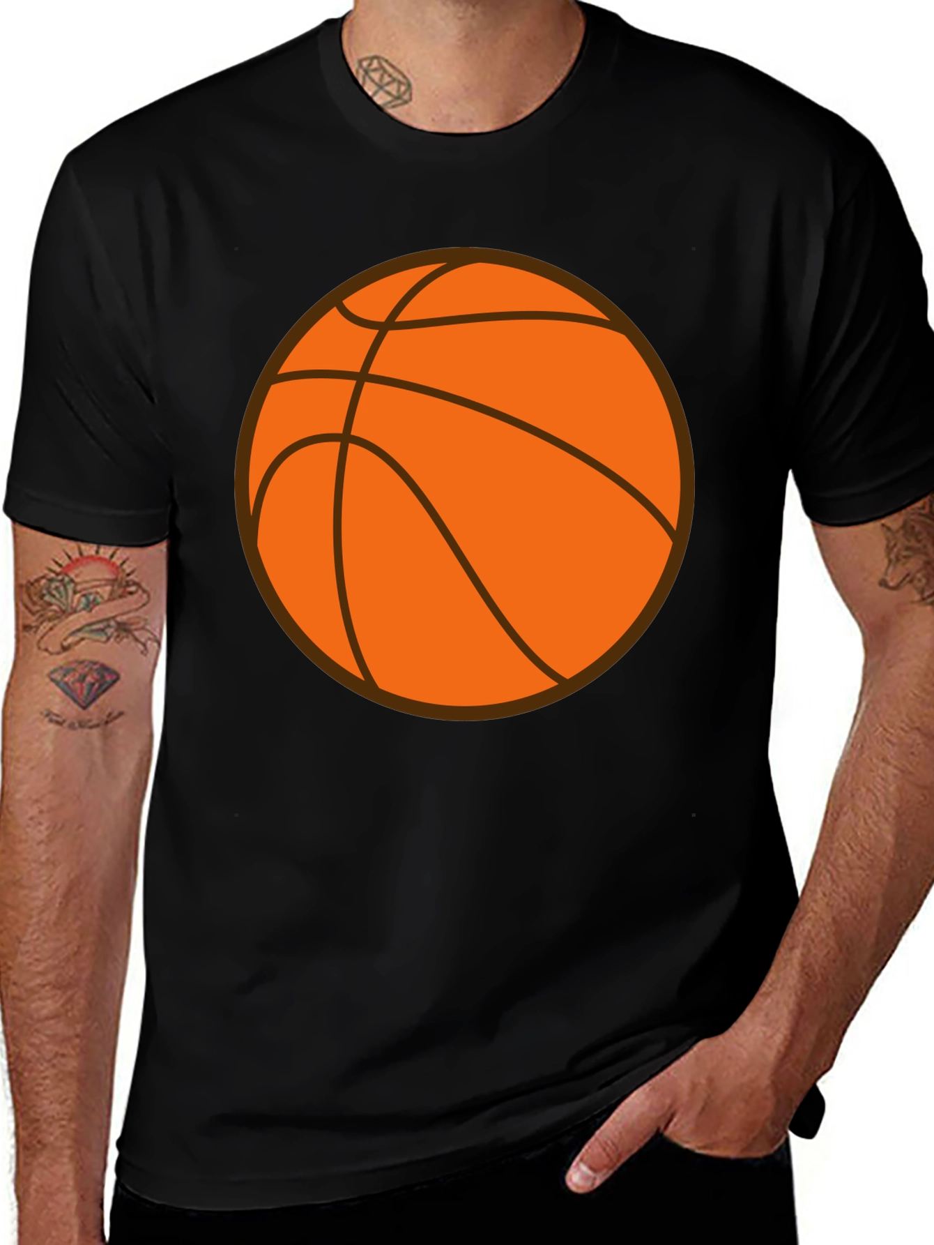 Variant 3 of Basketball Graphic Tee - Black Cotton Blend
