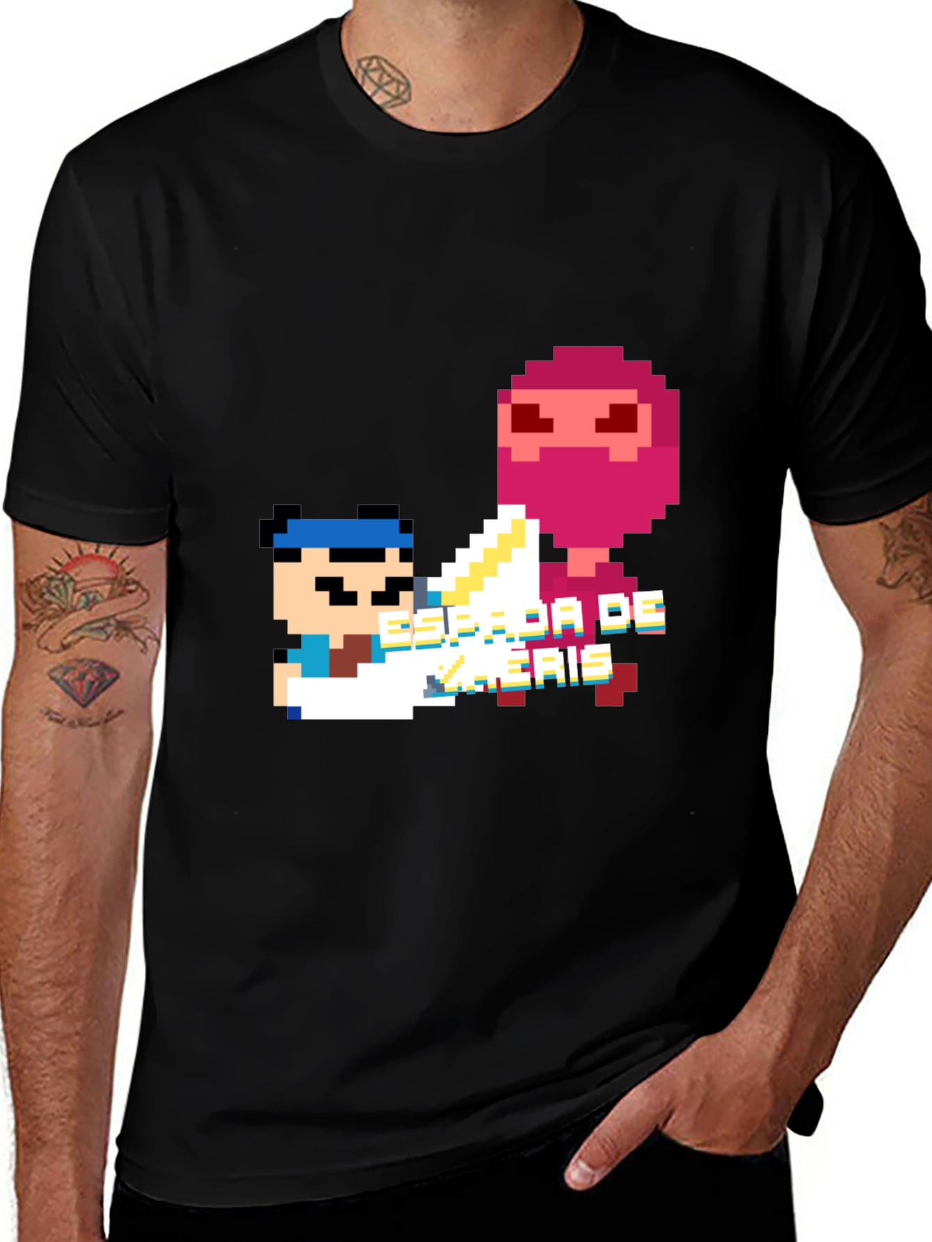 Variant 4 of Pixel Art Ninja Graphic Tee - Black