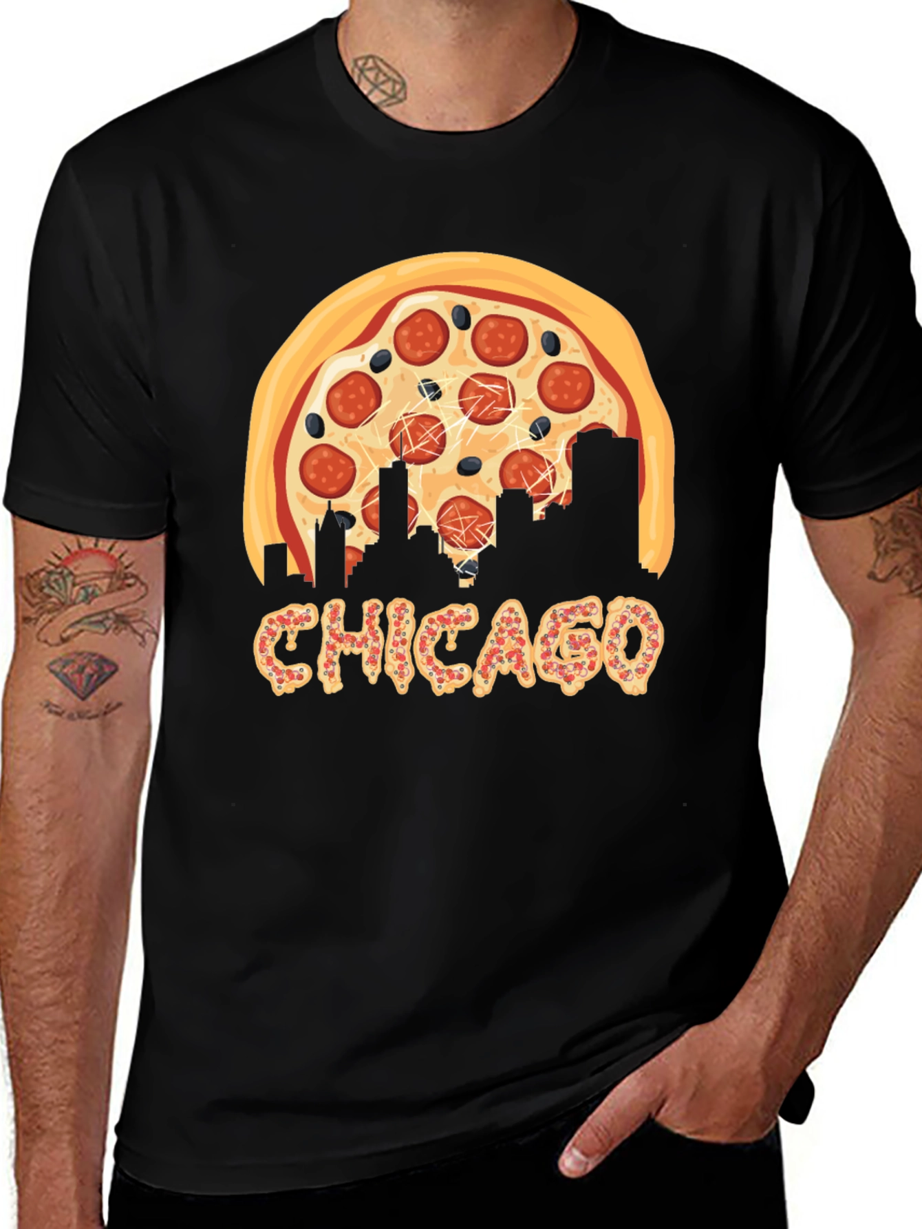 Chicago Pizza Skyline Graphic T-Shirt
