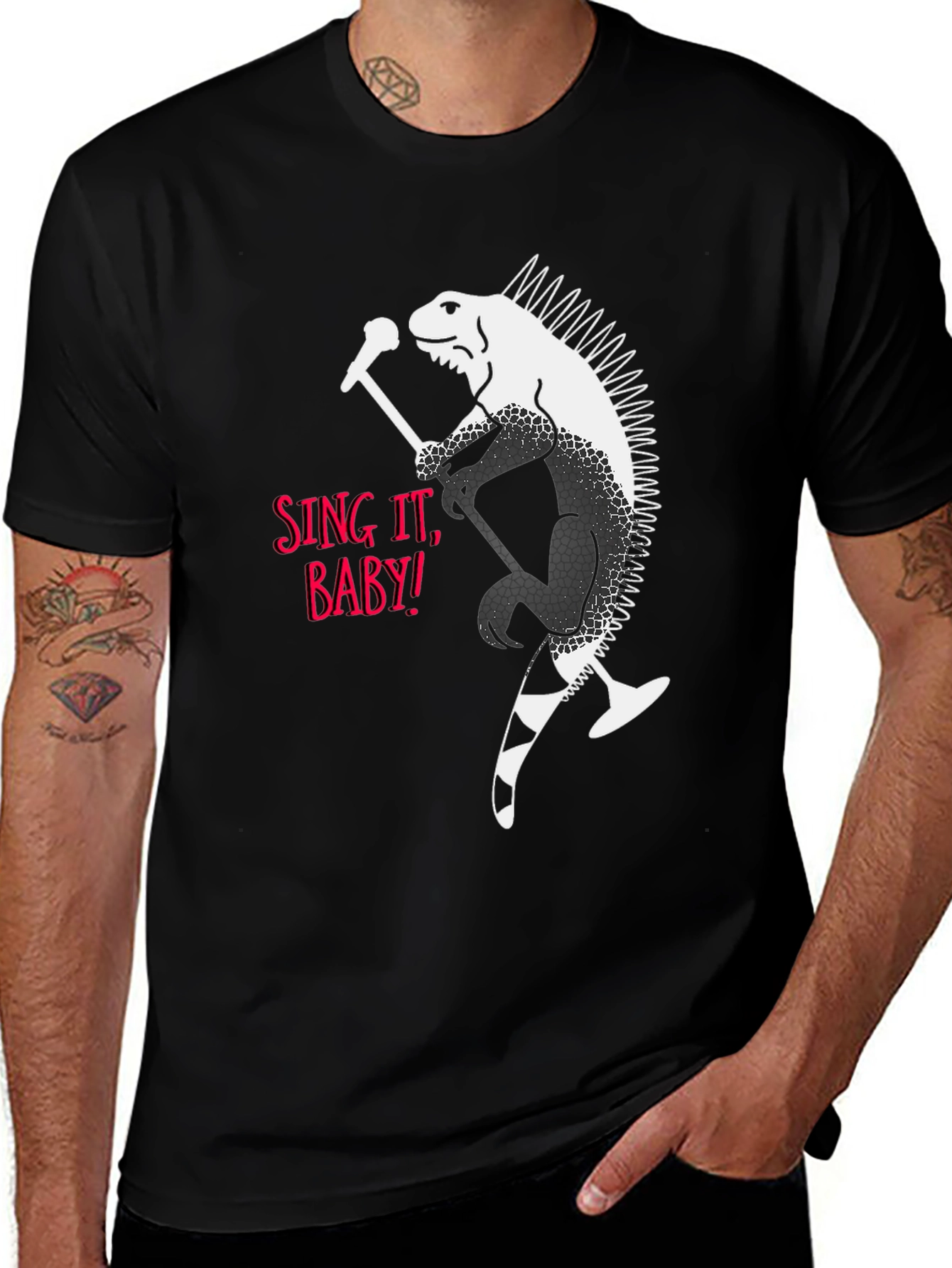 Variant 9 of Iguana Rocker Graphic T-Shirt - Sing It Baby!