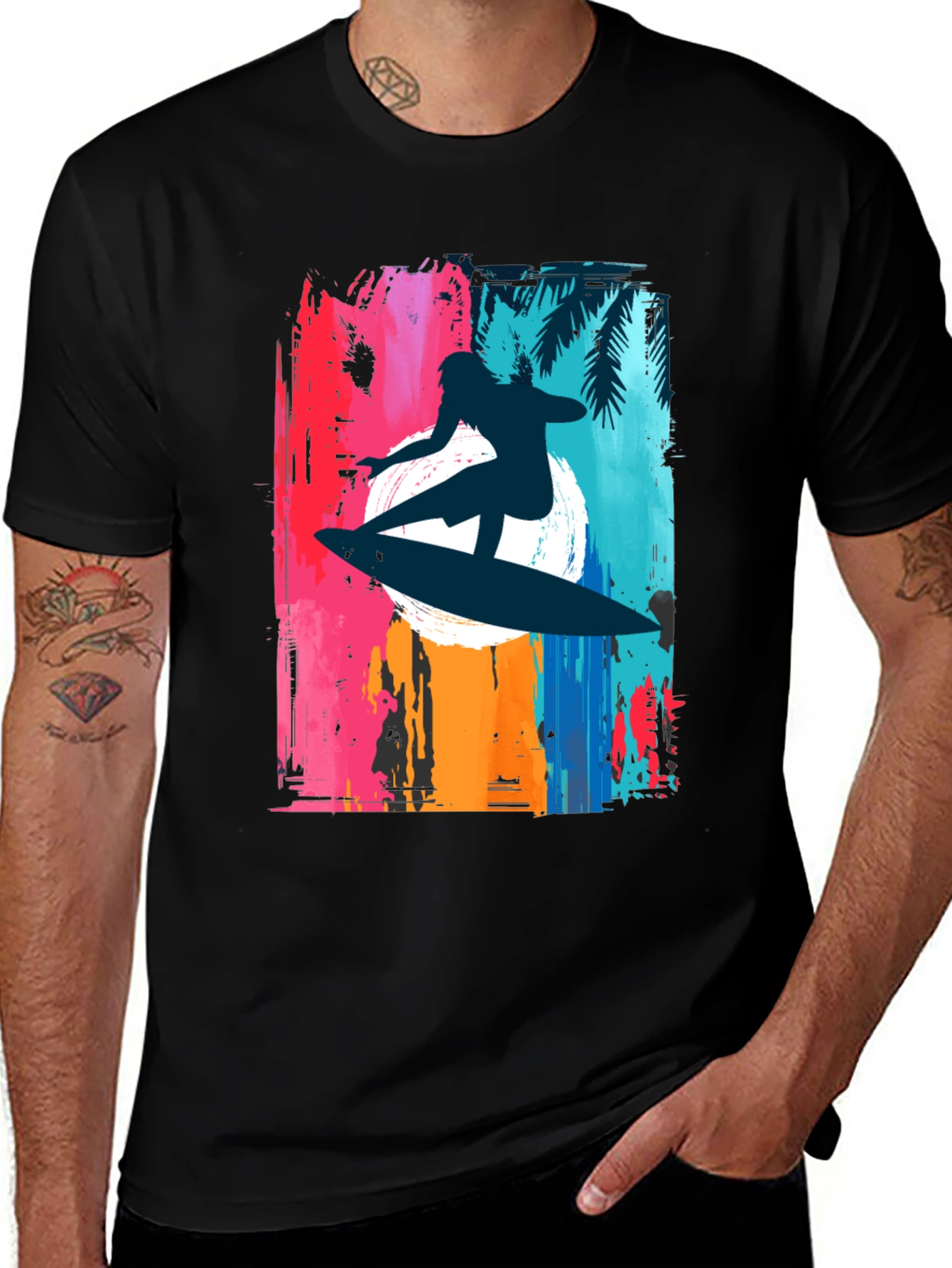 Variant 27 of Surfer Silhouette Graphic Tee - Beach Vibes