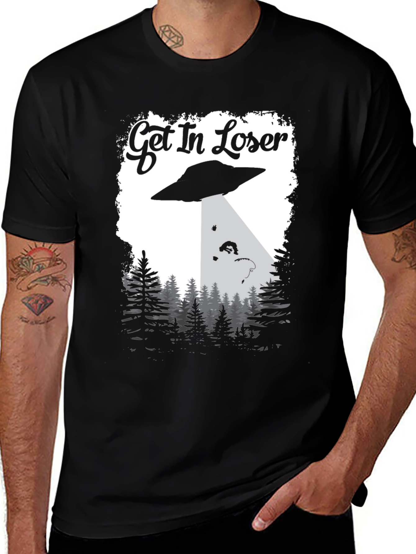 Variant 24 of Get In Loser T-Shirt UFO Abduction Alien Graphic Tee