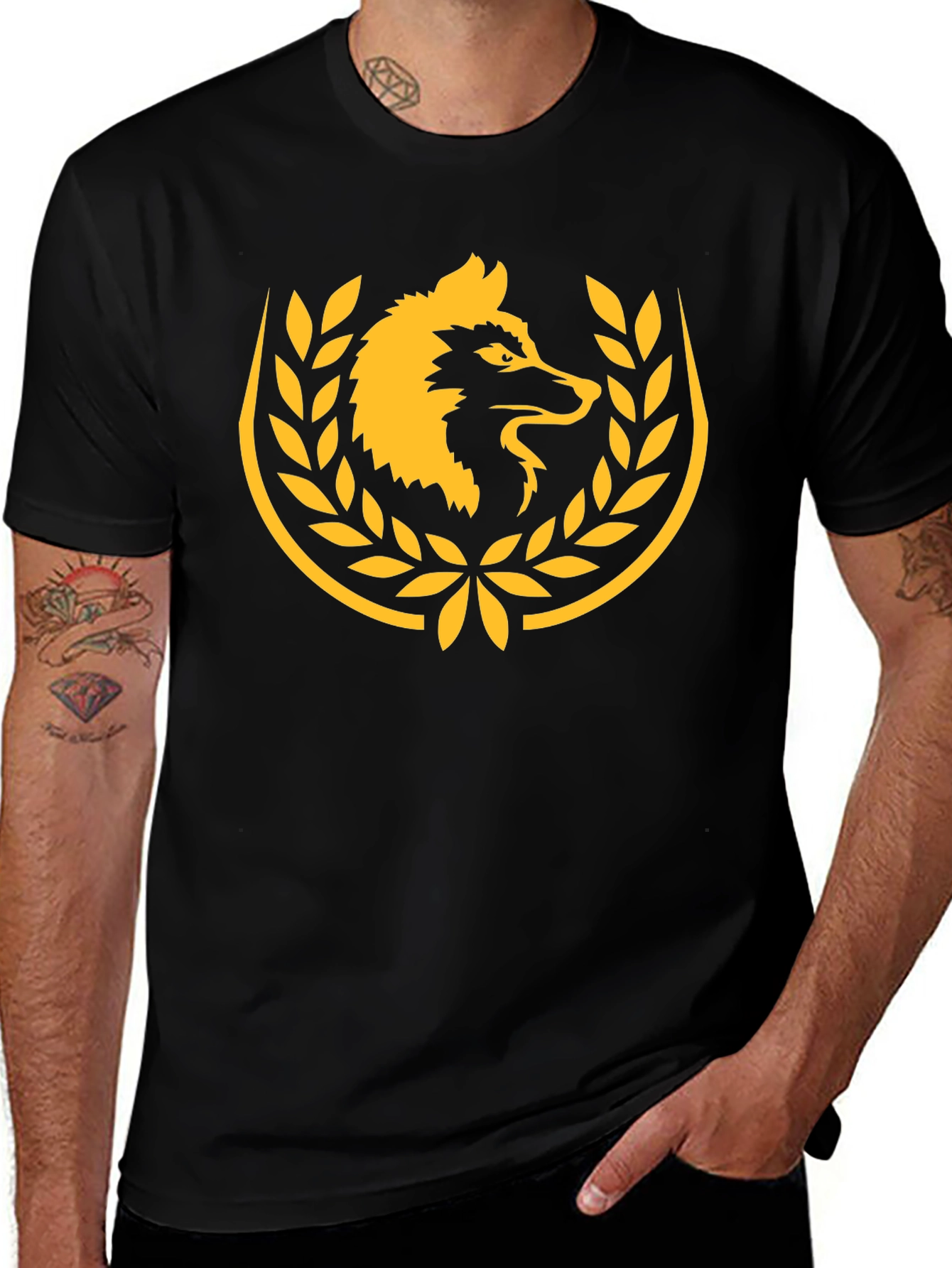 Variant 30 of Wolf Laurel Wreath Black T-Shirt