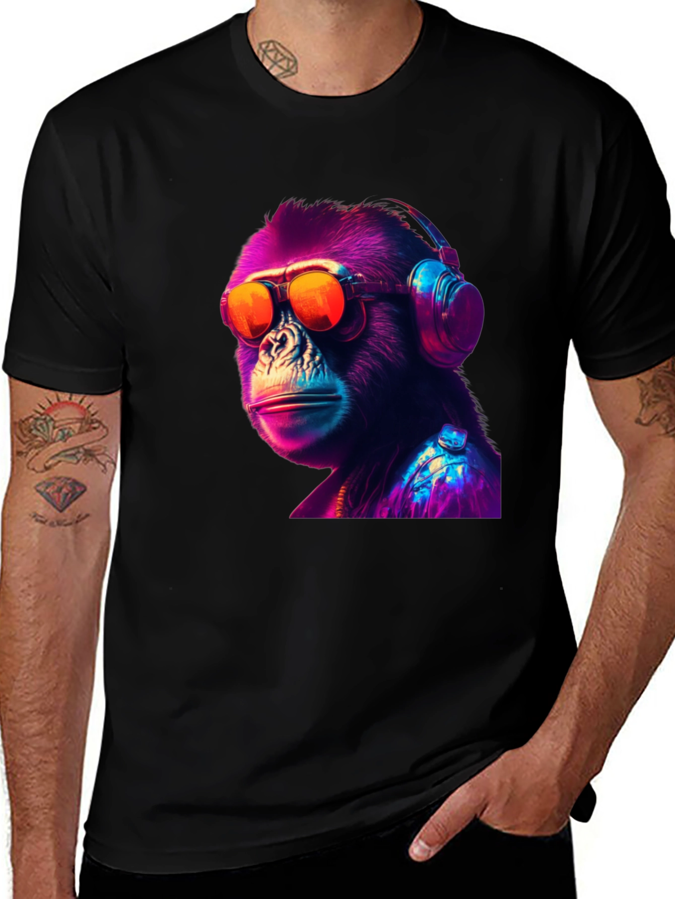 Variant 9 of Retro Monkey DJ Graphic Tee