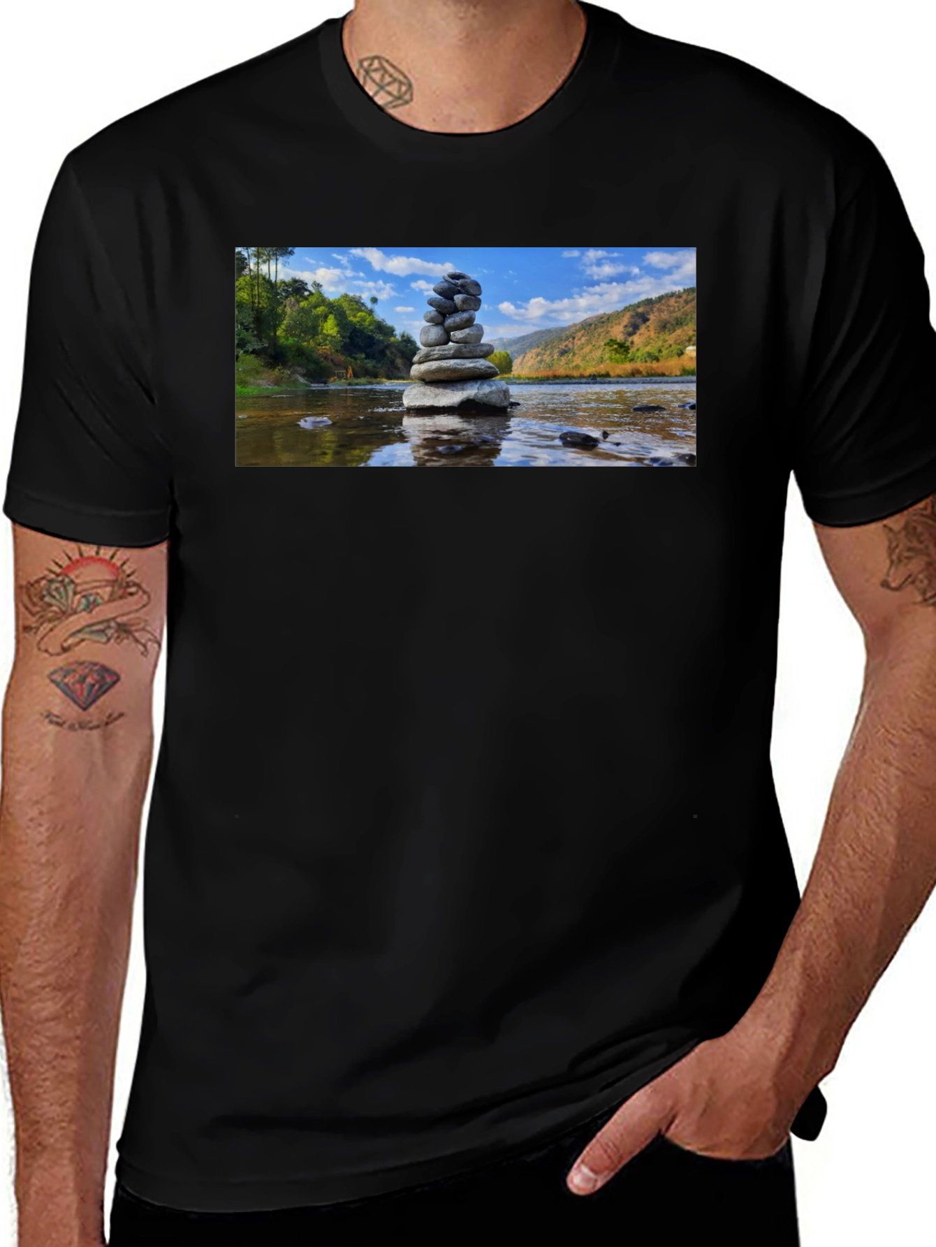 Variant 11 of Stacked Stone T-Shirt - Zen River Design