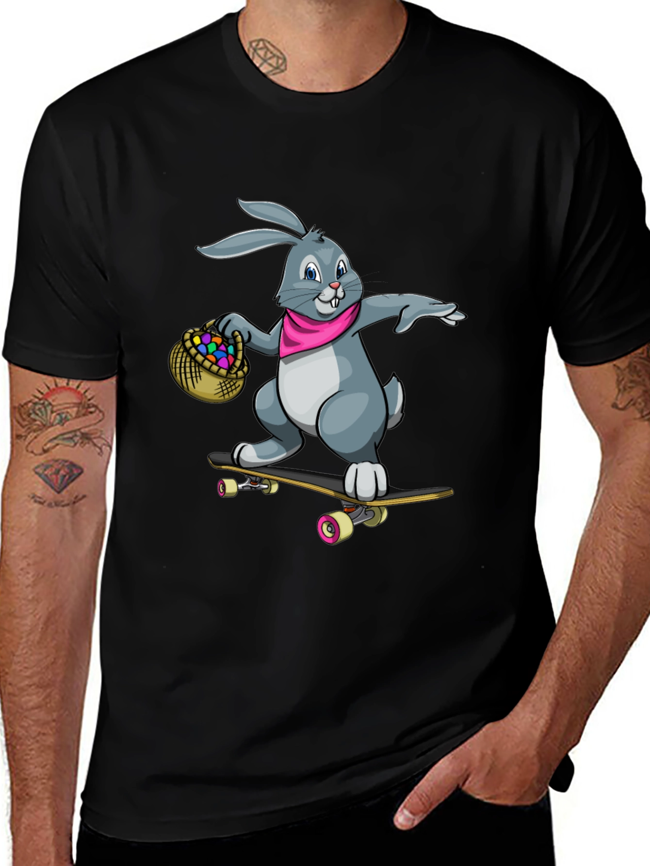 Variant 14 of Cool Bunny Skateboarder Graphic Tee
