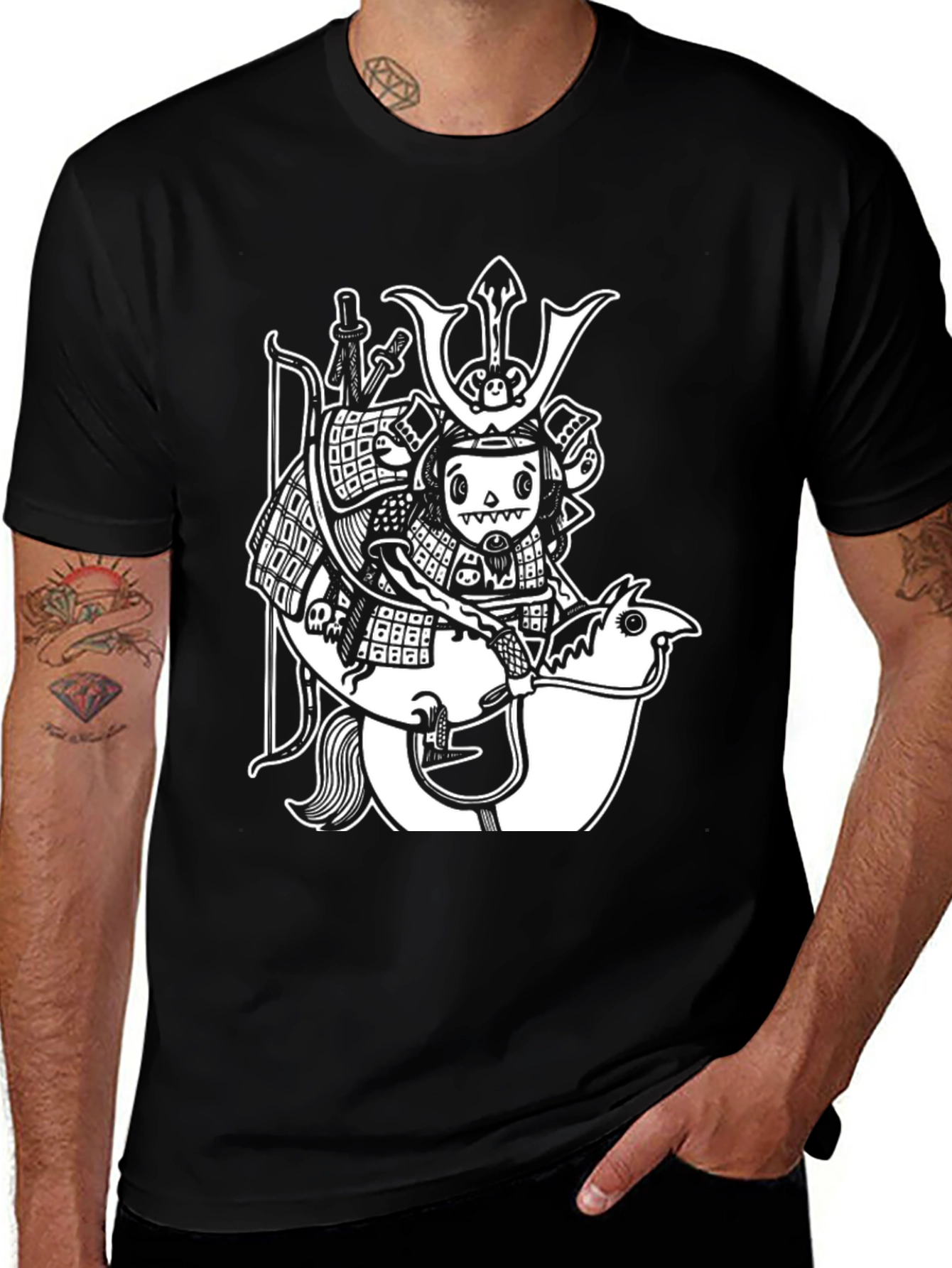 Variant 8 of Black Samurai Cartoon Graphic Tee