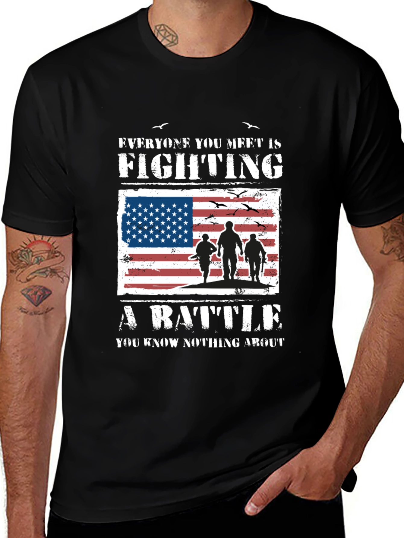 Variant 20 of American Flag Veteran Battle T-Shirt