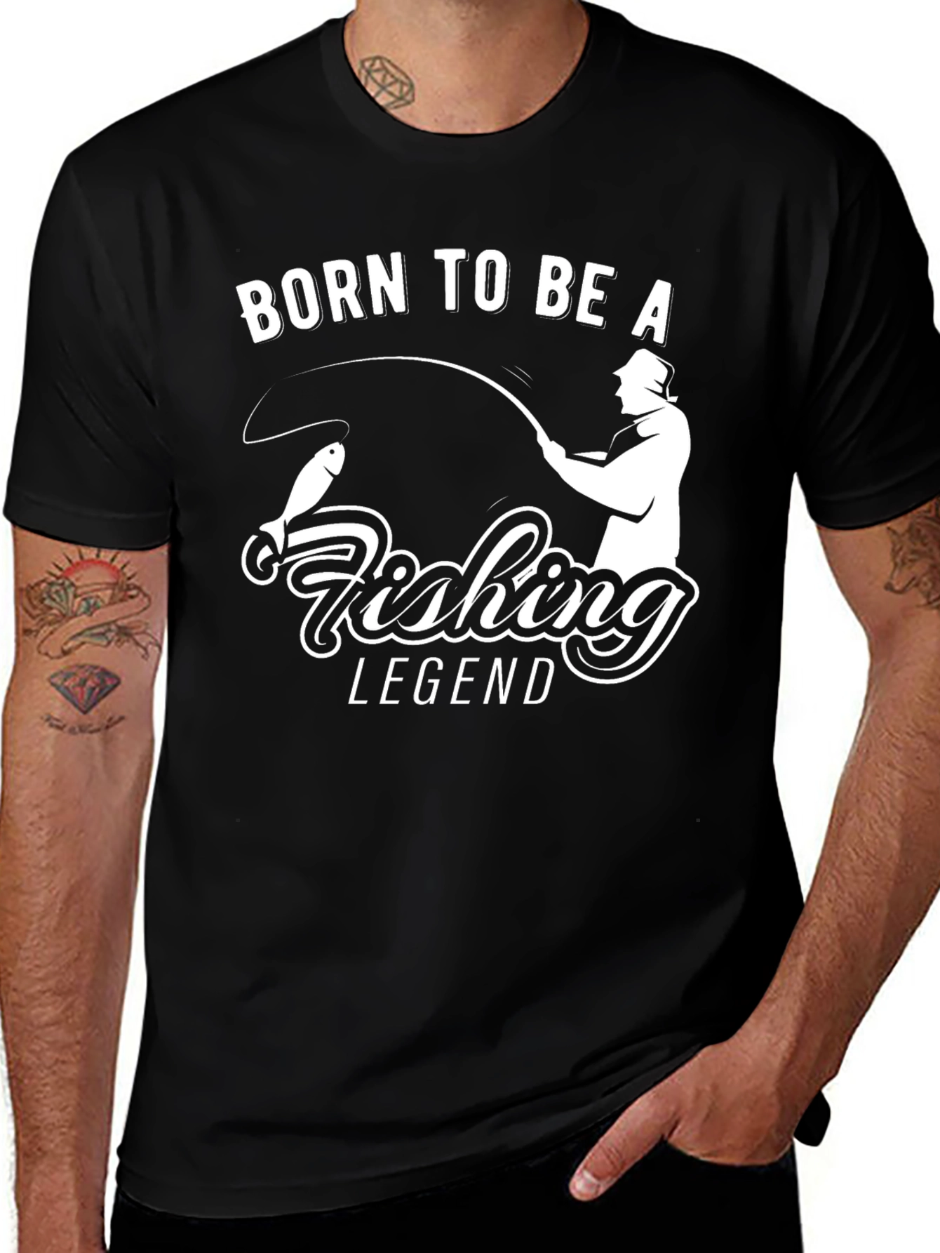 Variant 29 of Born to Be A Fishing Legend Black T-Shirt