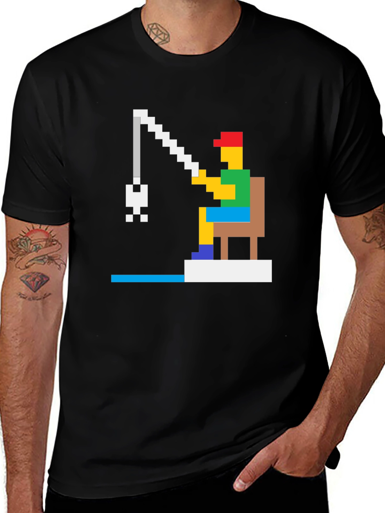 Variant 6 of Retro 8-Bit Fishing T-Shirt - Gamer Style