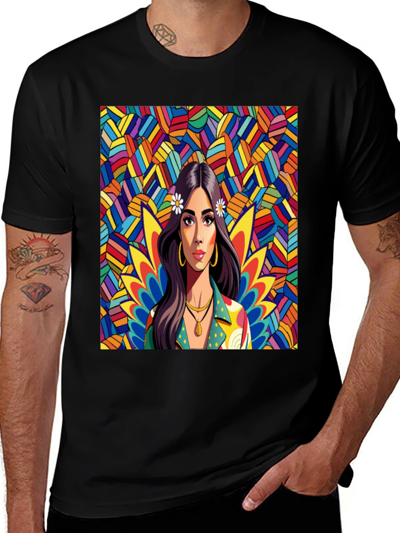Variant 22 of Vibrant Graphic Tee - Colorful Woman Design