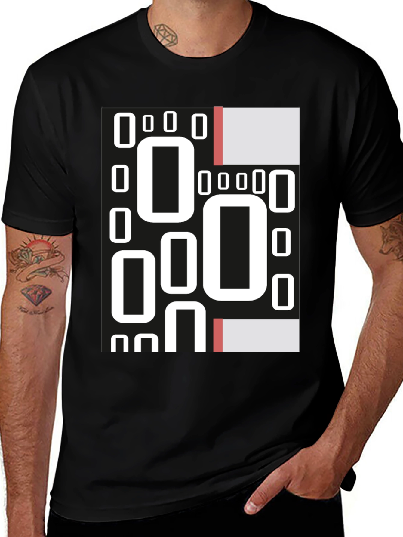 Variant 8 of Abstract Geometric Patterned Black T-Shirt