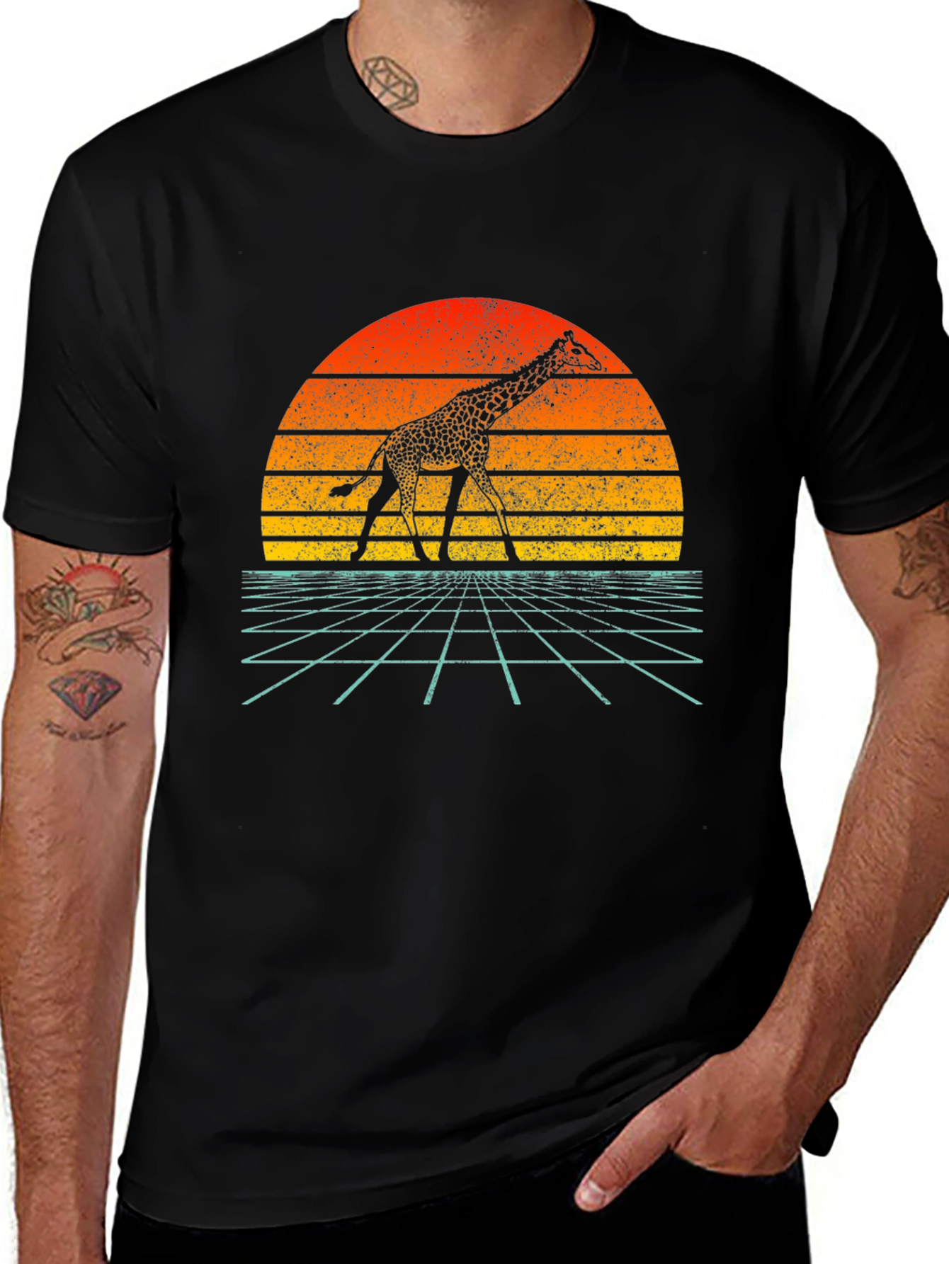 Variant 12 of Retro Giraffe Sunset Graphic Tee