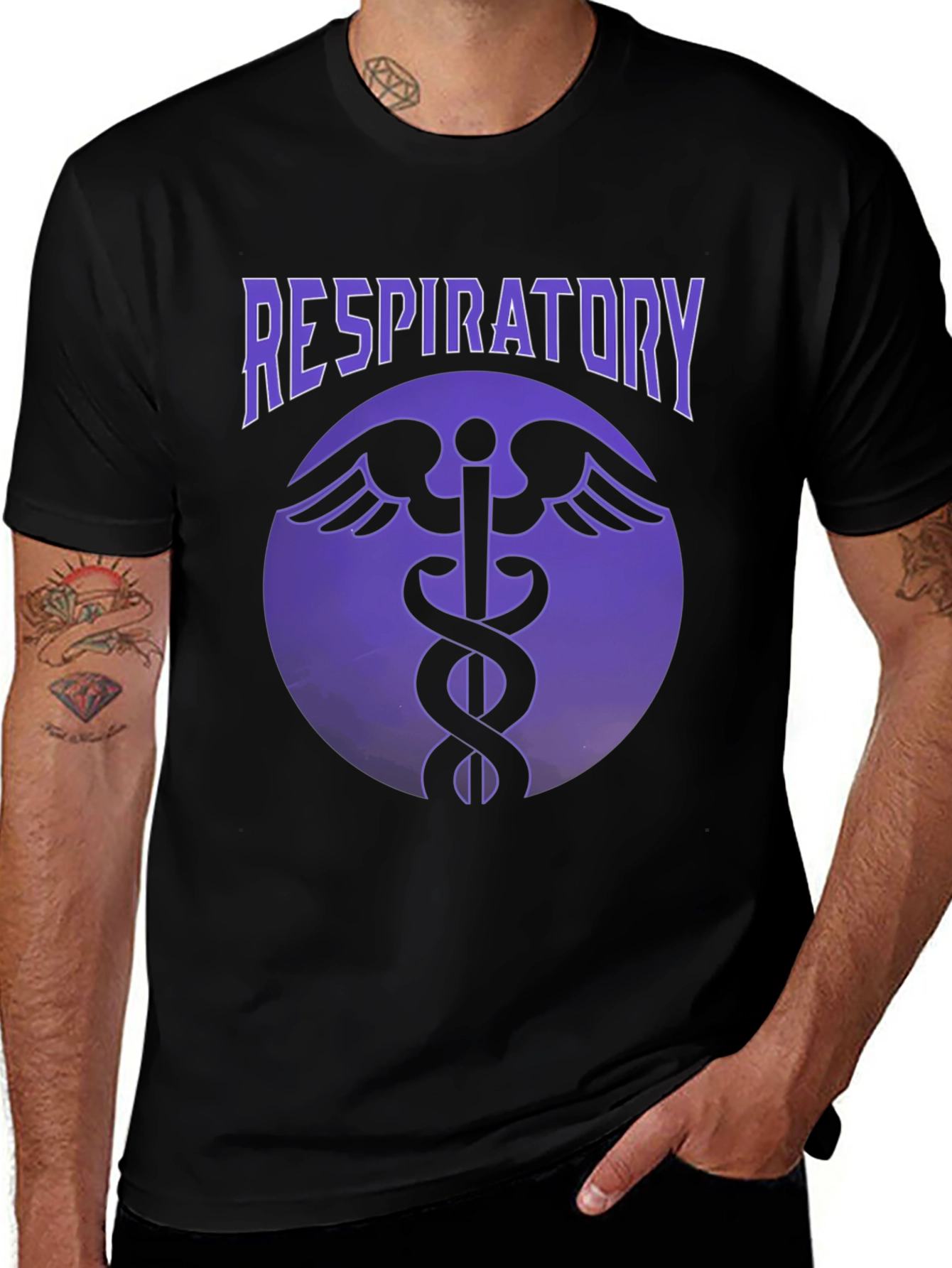 Variant 26 of Respiratory Therapist Caduceus T-Shirt - Black