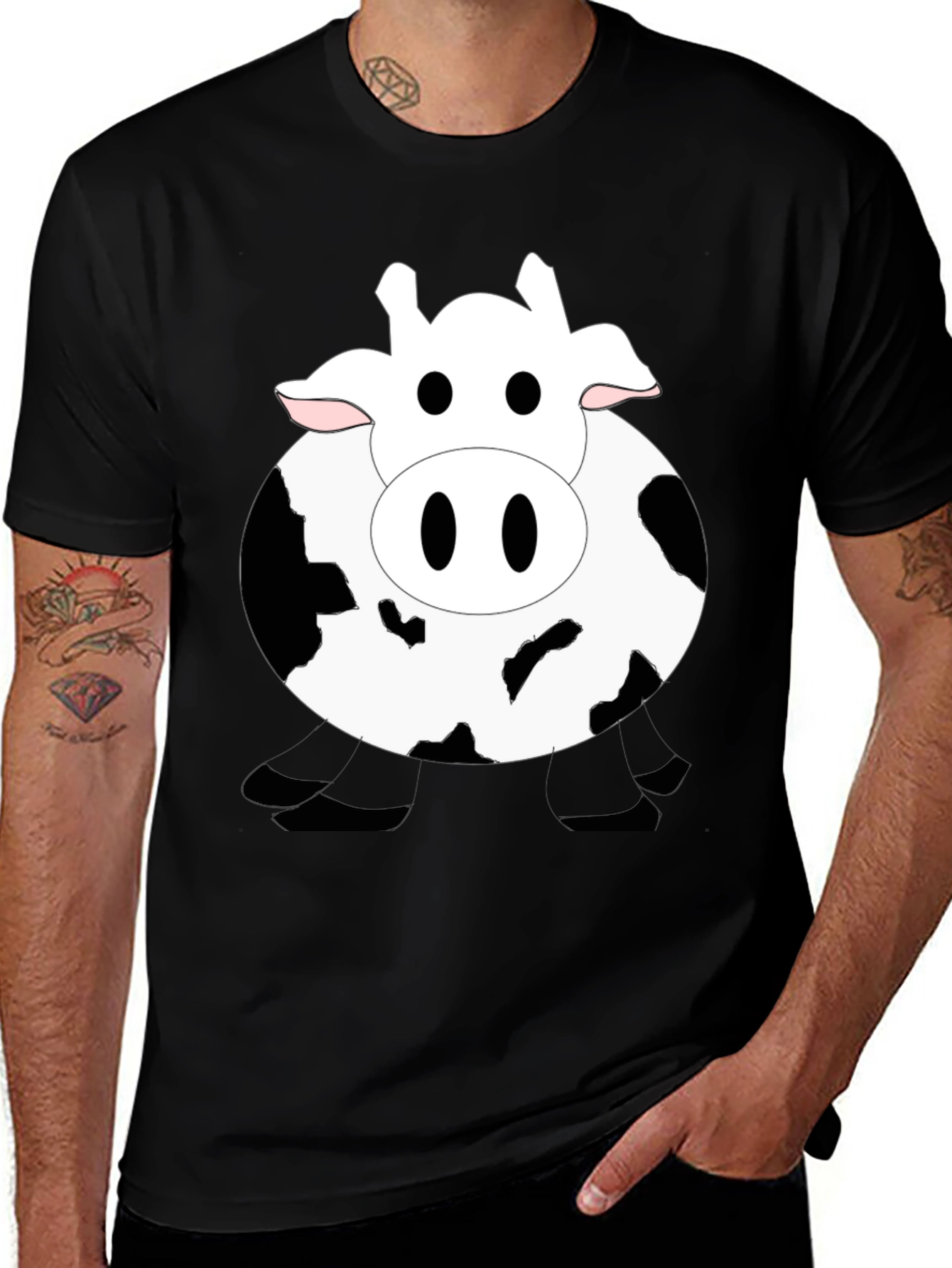 Variant 8 of Funny Cow Graphic Black T-Shirt