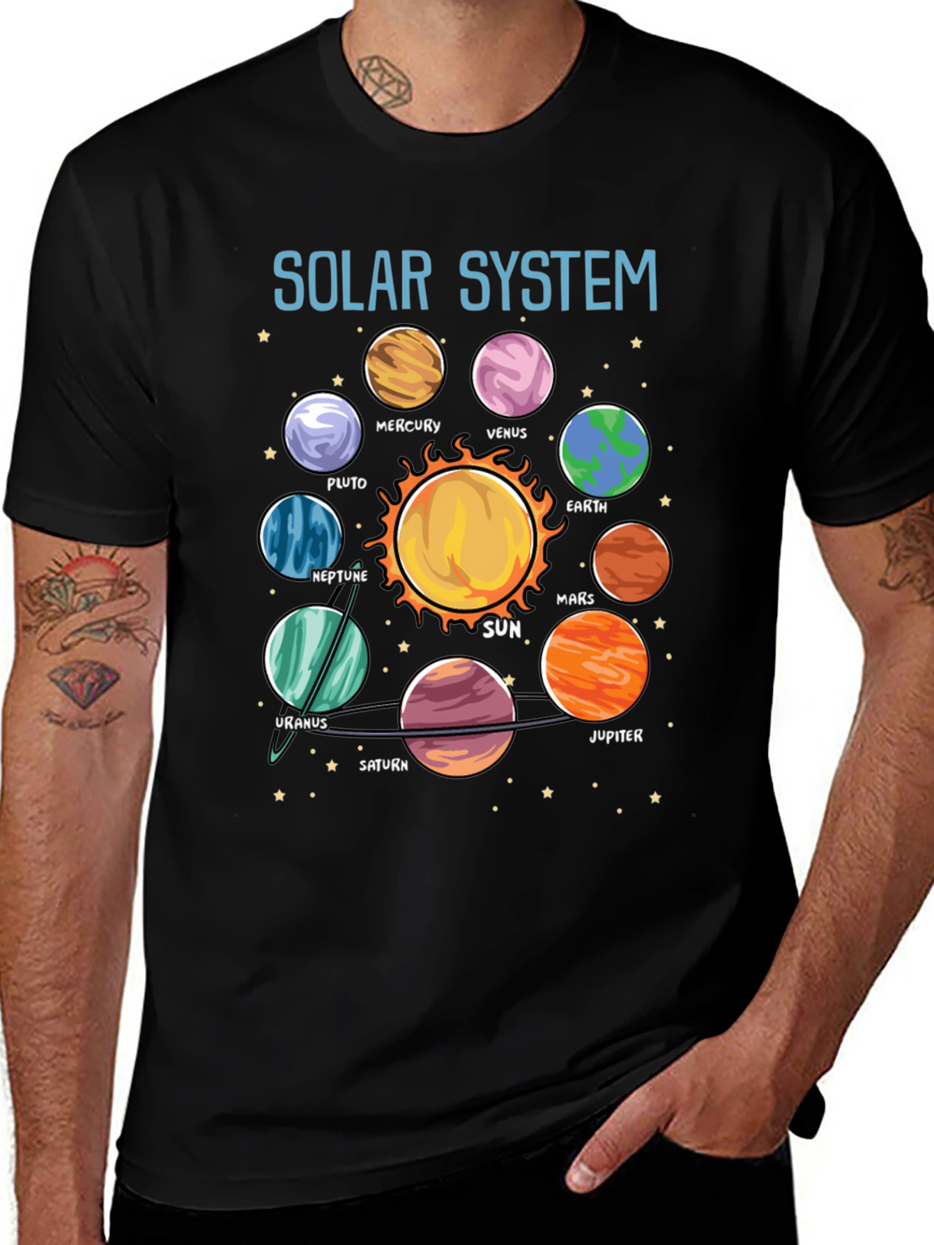 Variant 5 of Solar System Planets Graphic T-Shirt Astronomy Tee