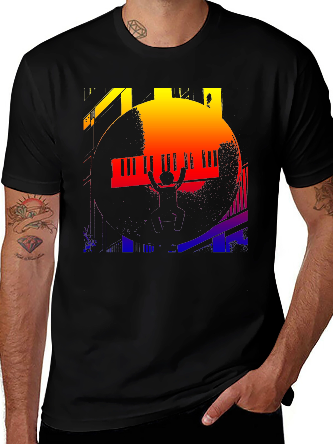 Variant 20 of Piano Silhouette Graphic Tee - Black