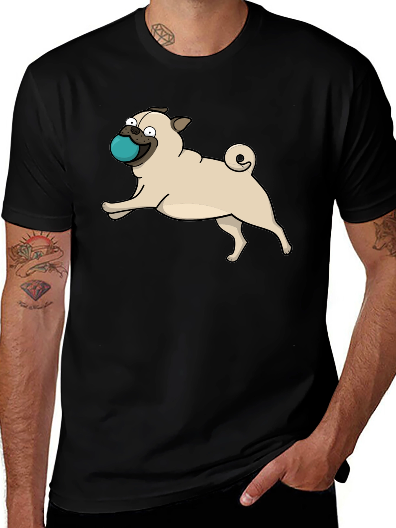 Variant 25 of Black T-Shirt With Pug Graphic