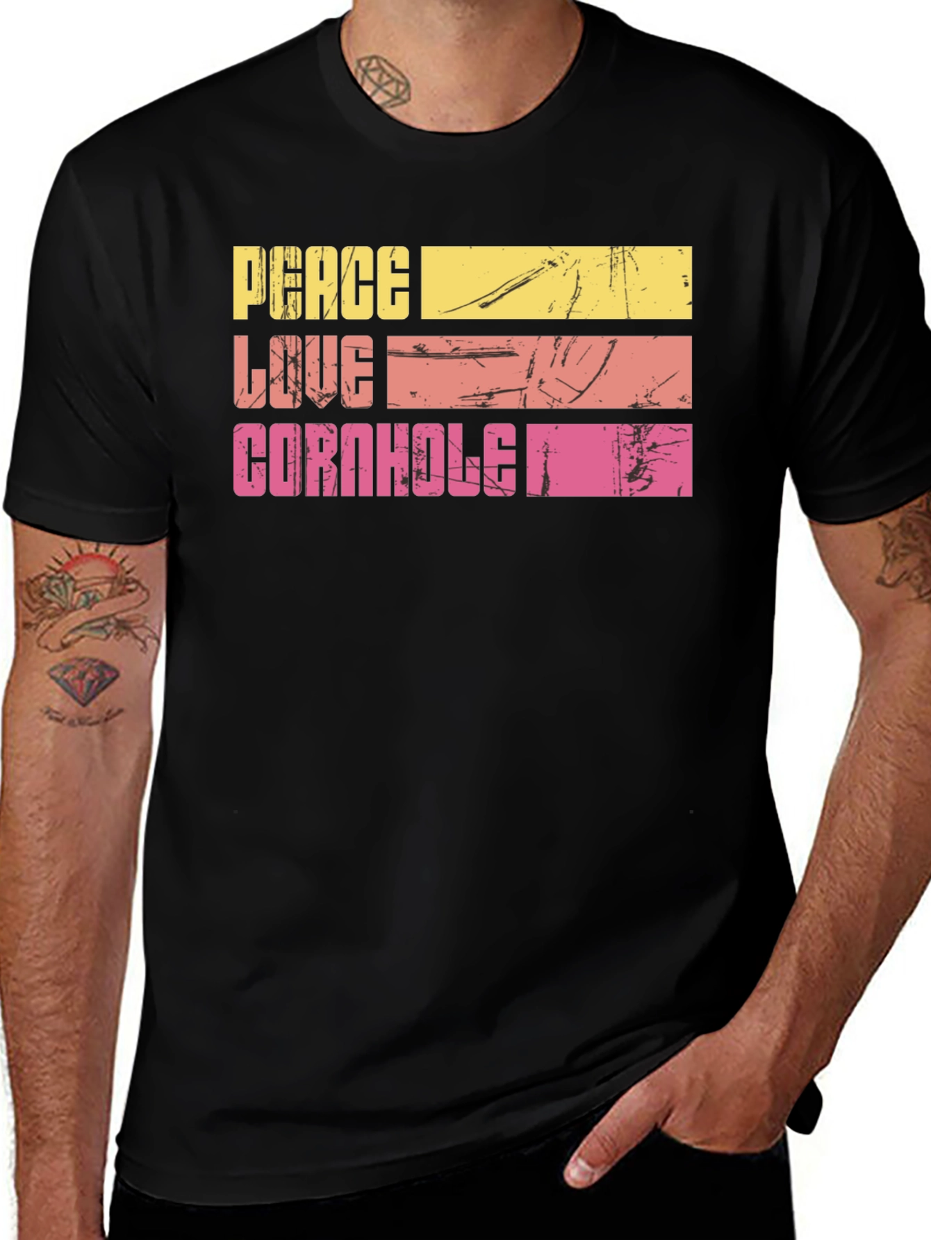 Variant 21 of Peace Love Cornhole Retro Graphic Tee