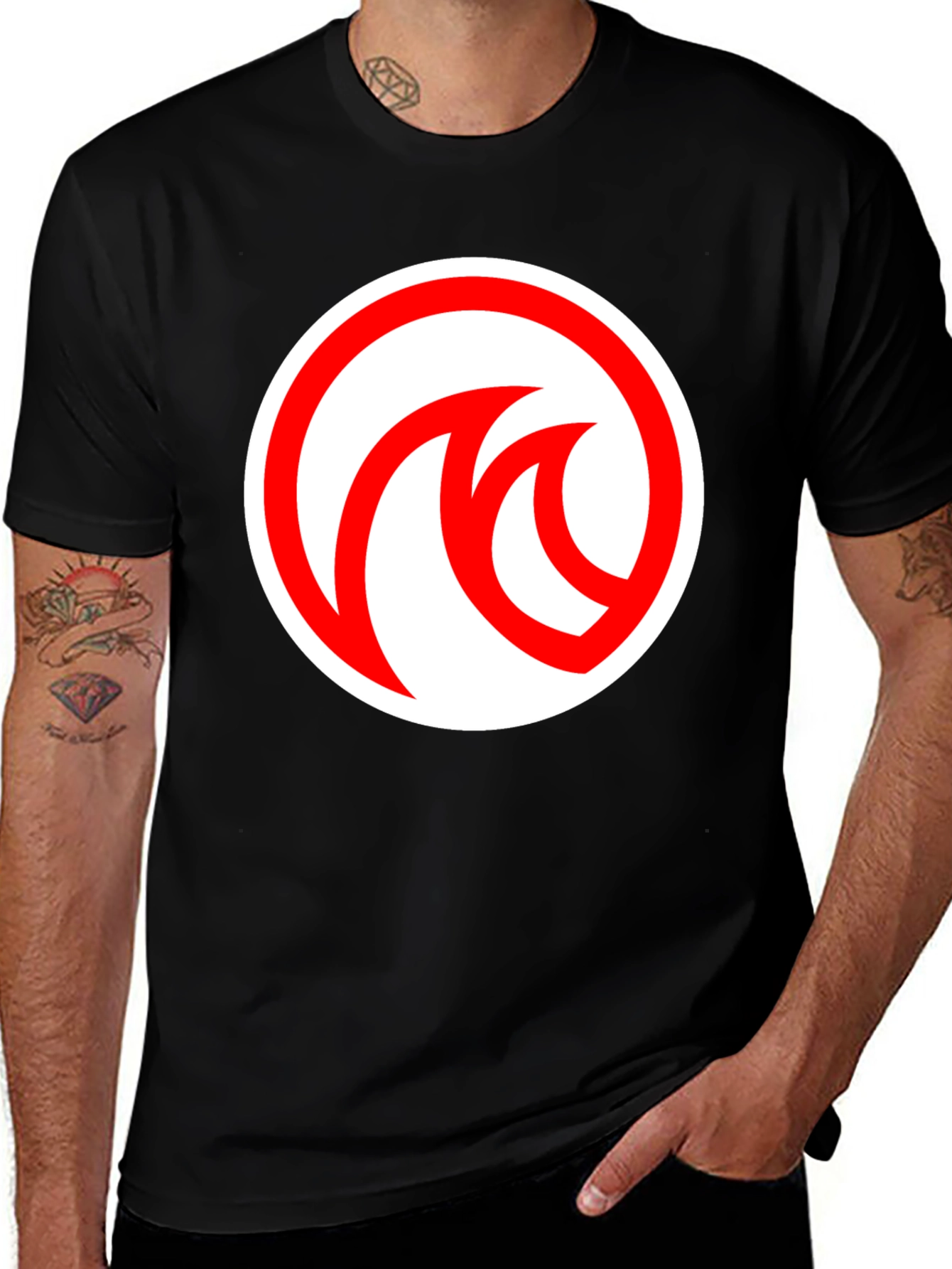 Variant 9 of Modern Black T-Shirt with Red Circle Logo
