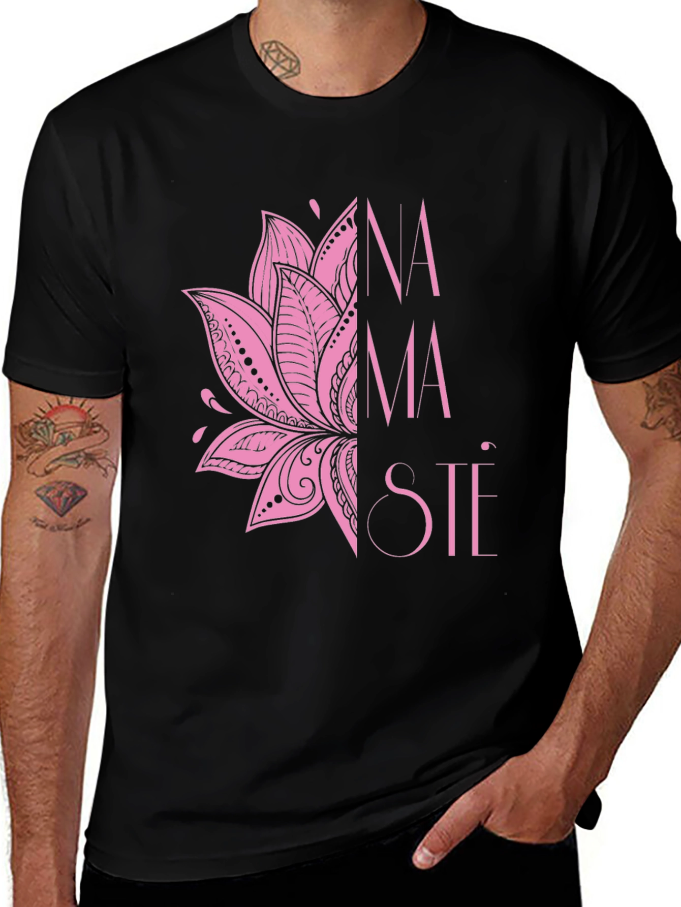 Variant 27 of Namaste Lotus Graphic Tee - Black